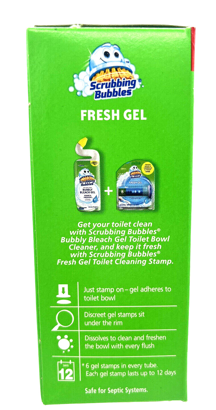 2 X Scrubbing Bubbles Rainshower Toilet Cleaning Stamp Fresh Gel, 12 Refills Ea