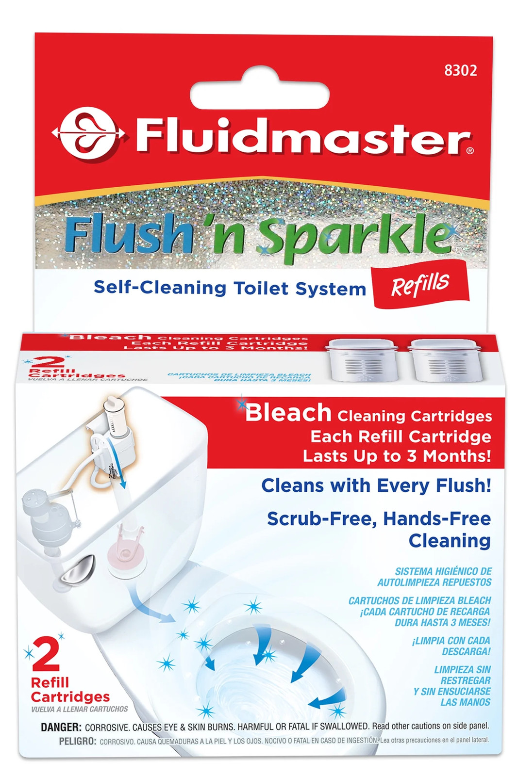 4 Pack Flush N Sparkle Bleach Toilet Cleaning Refills (2-Pack), 8302P8