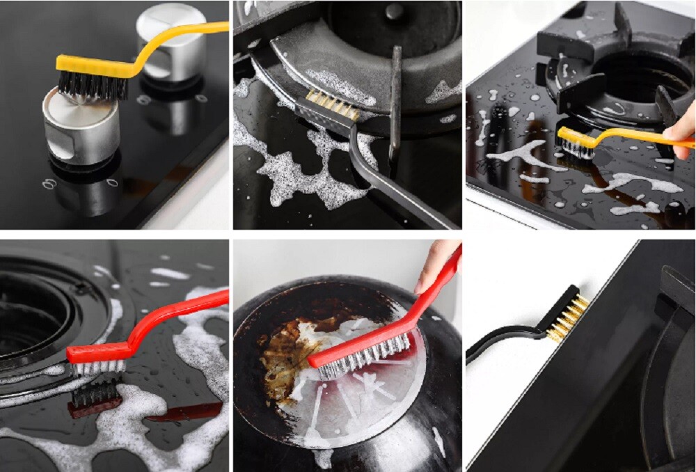 3 Gas Stove Cleaning Brush– Kitchen Scrub Wire Scrubber for Tough Grease Removal