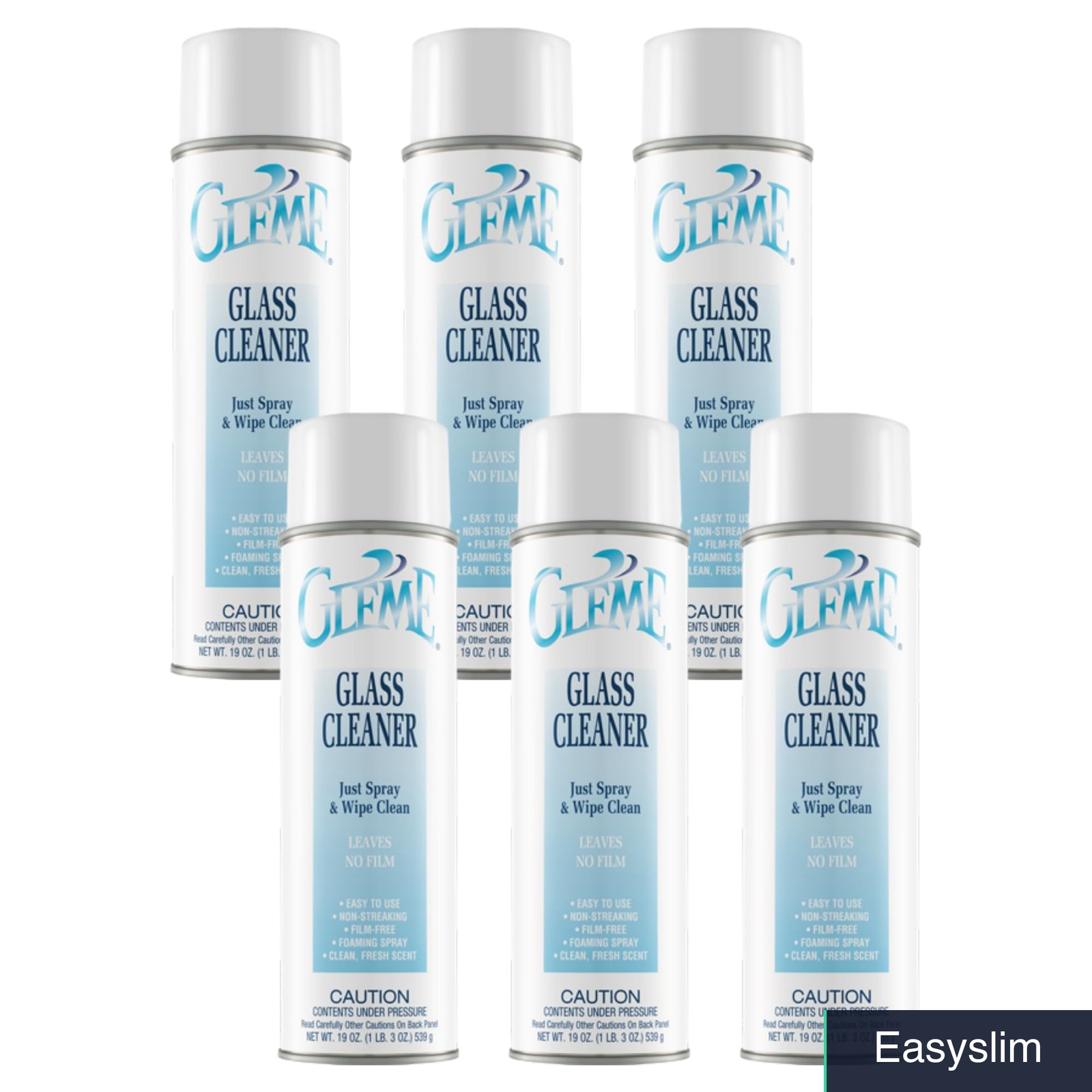Glass Cleaner Streak-Free Aerosol Spray 3.17 oz Bottles Pack of 6