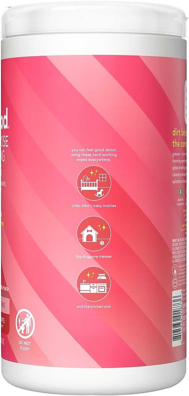 All-Purpose Cleaning Wipes, Pink Grapefruit, Multi-Surface, Compostable, 70 Coun