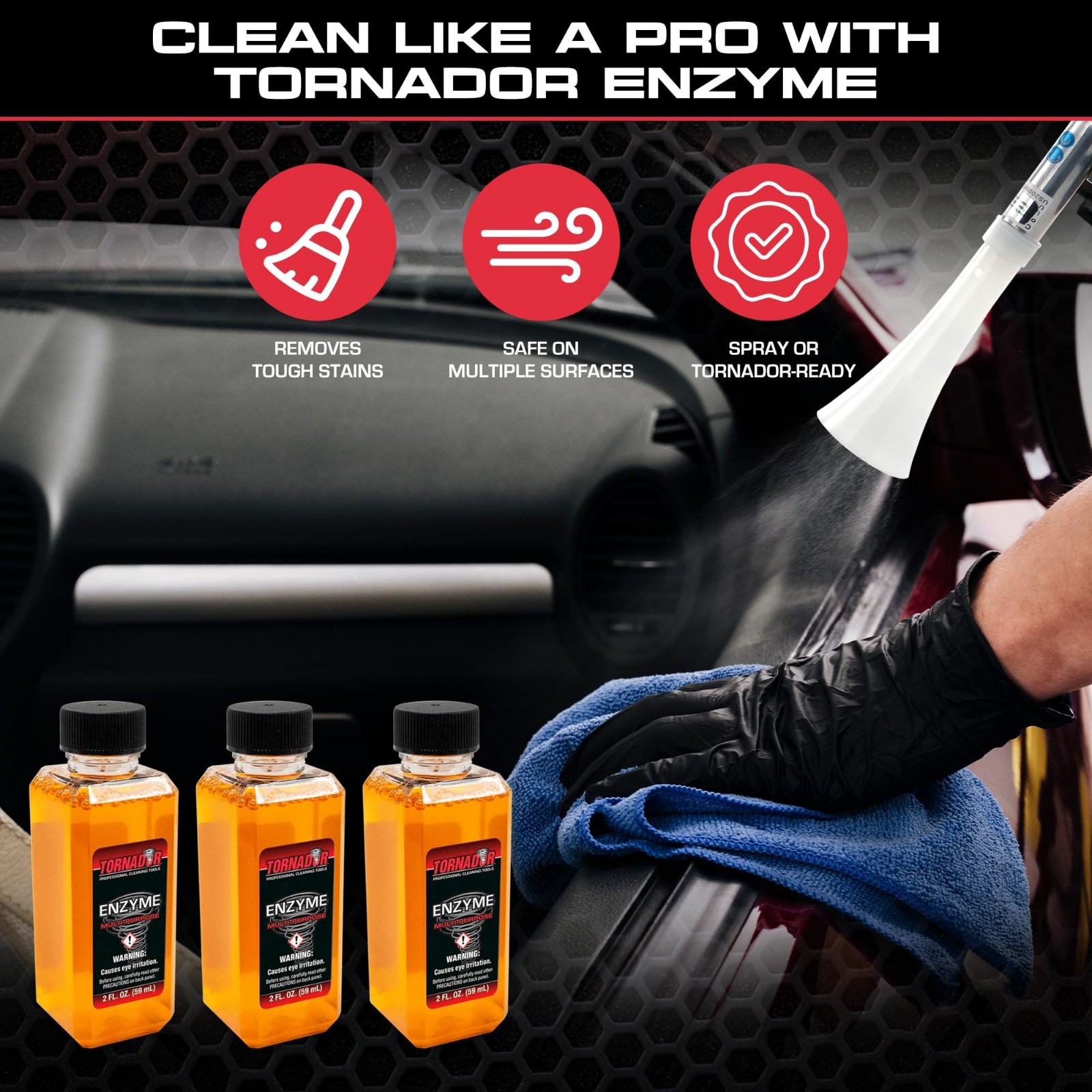 Multi-Purpose Enzyme Cleaner 2oz 3-Pack | Heavy-Duty Spot & Stain Remover & Odor