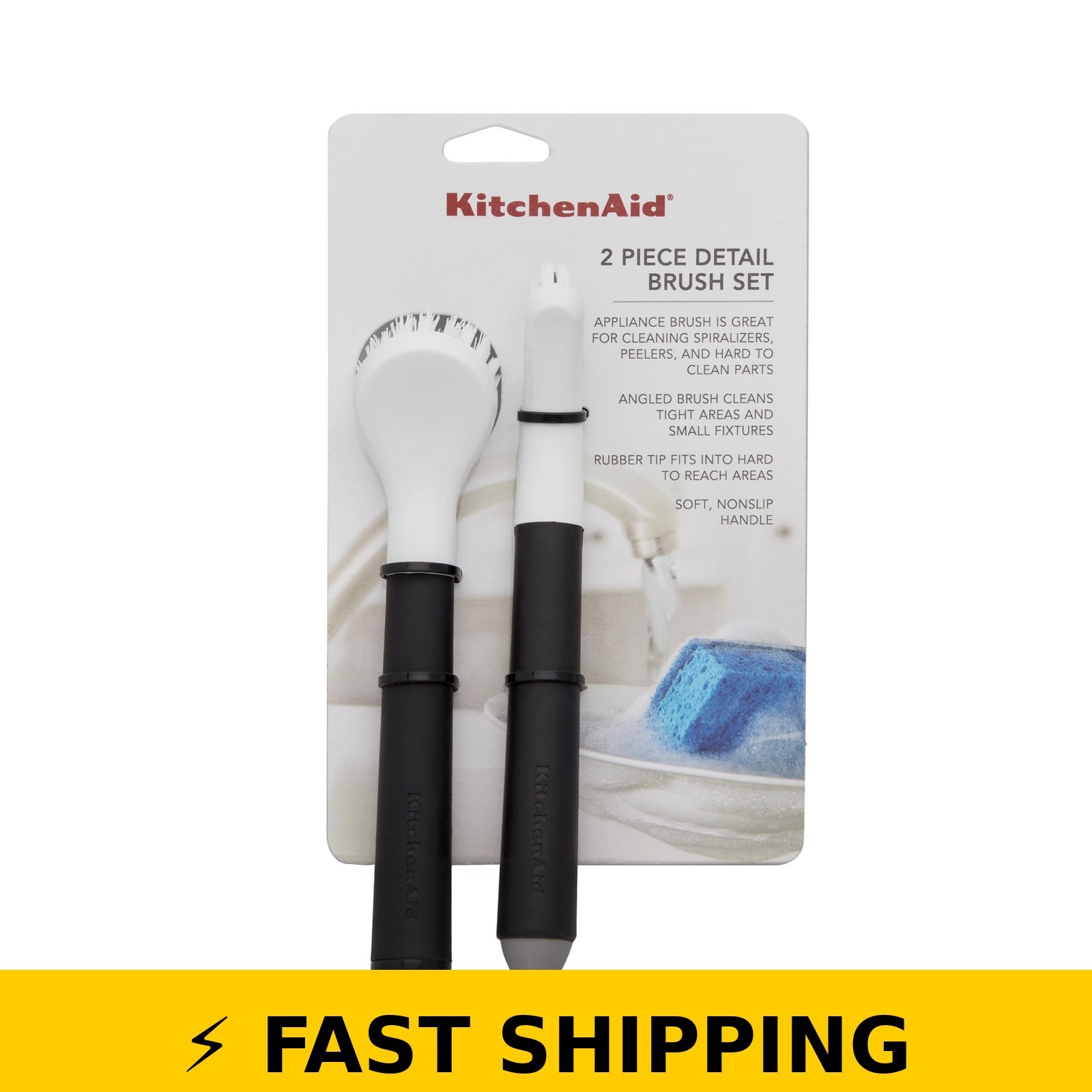 KitchenAid 2-Piece Dish Brush Set – Black