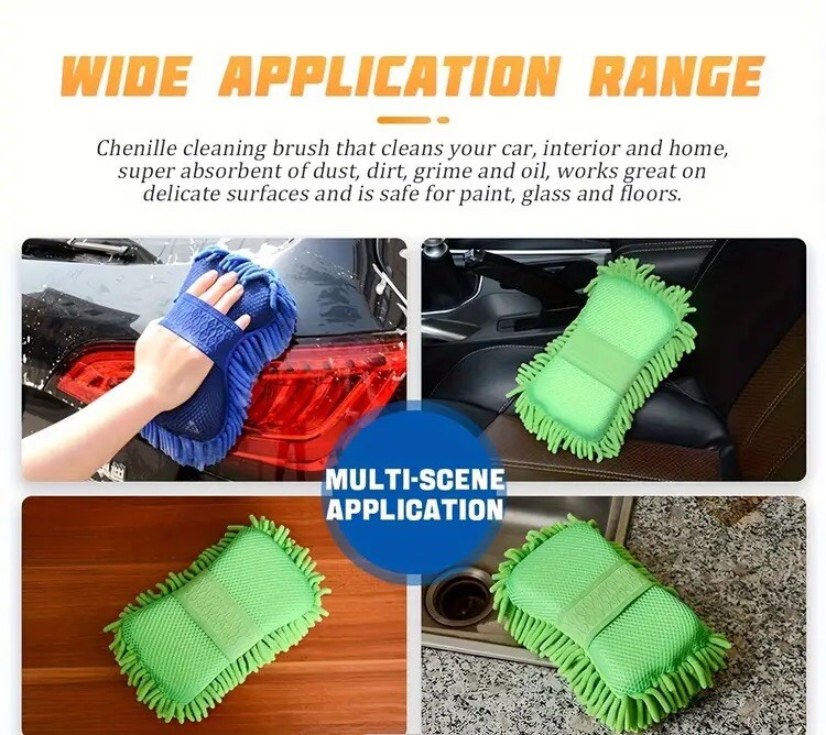 Car Cleaning Sponge Car Wash Care Washing Brush Pad Cleaning Tool Microfiber Pol
