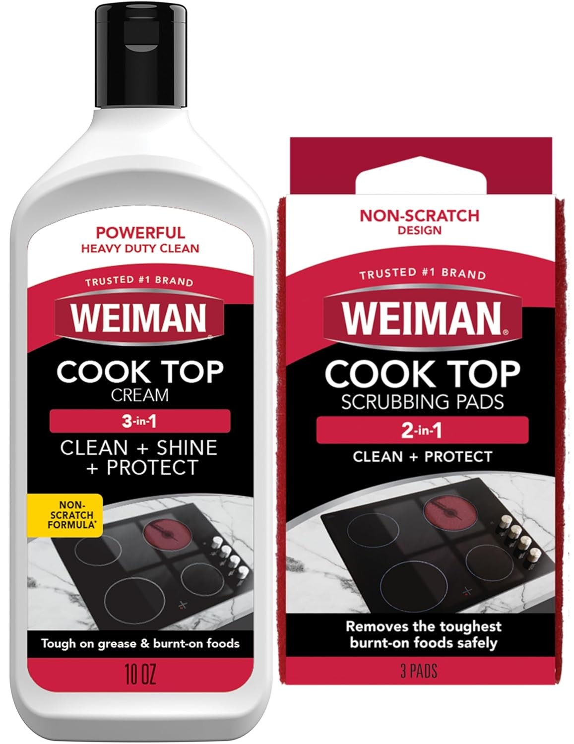 Weiman Ceramic Glass Cooktop Cleaner Polish Heavy Duty 10 Oz Stove Top