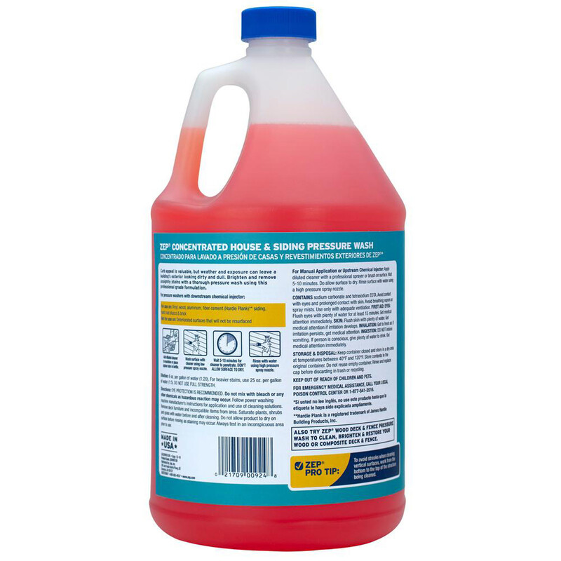 Zep HOUSE & SIDING PRESSURE WASH 1 Gal Removes Dirt Mildew Stains ZUVWS128