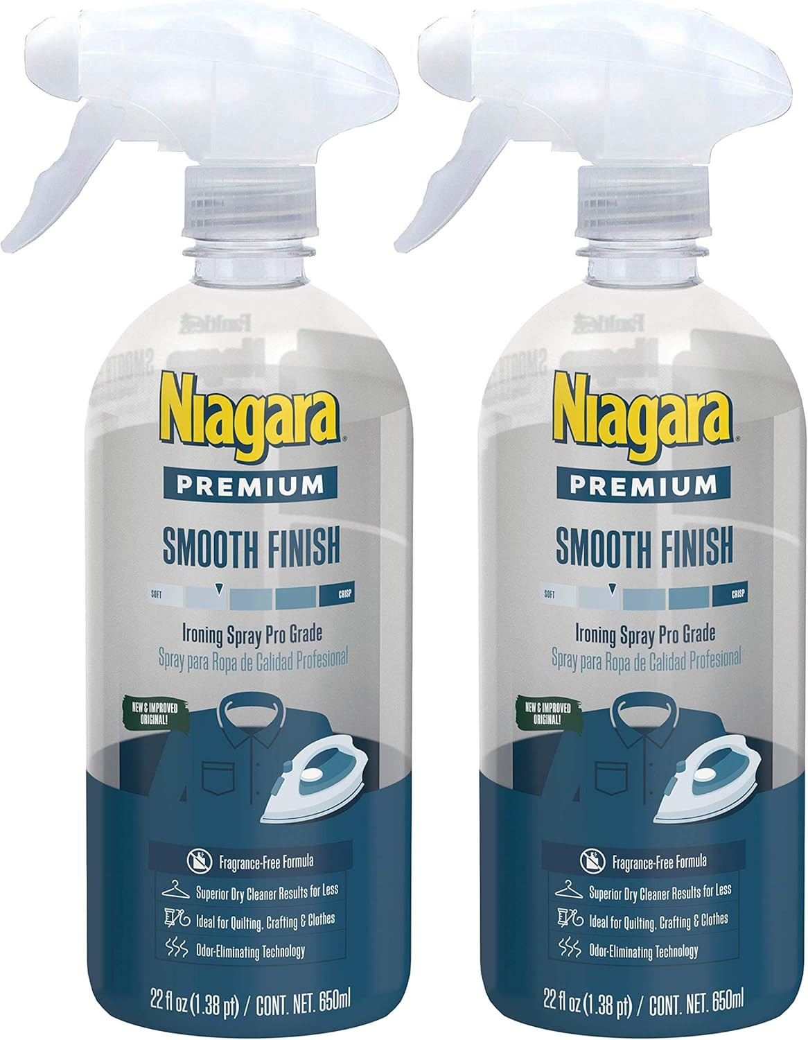 Spray Starch (22 Oz, 2 Pack) Trigger Pump Liquid Starch for Ironing, Non-Aero…