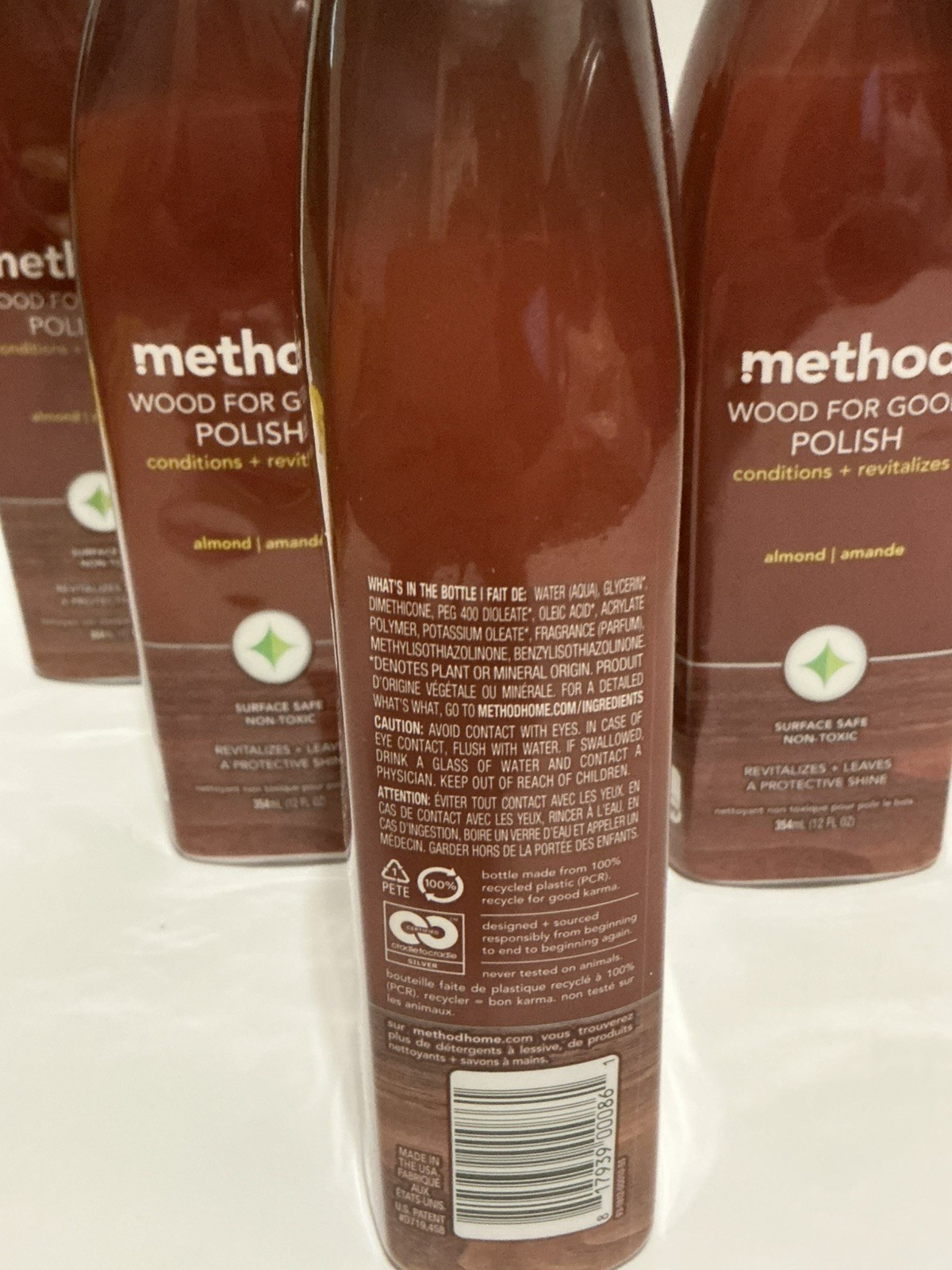 5x Method Wood Polish, Almond, For Wood Surfaces, Furniture and Cabinets, 14 oz