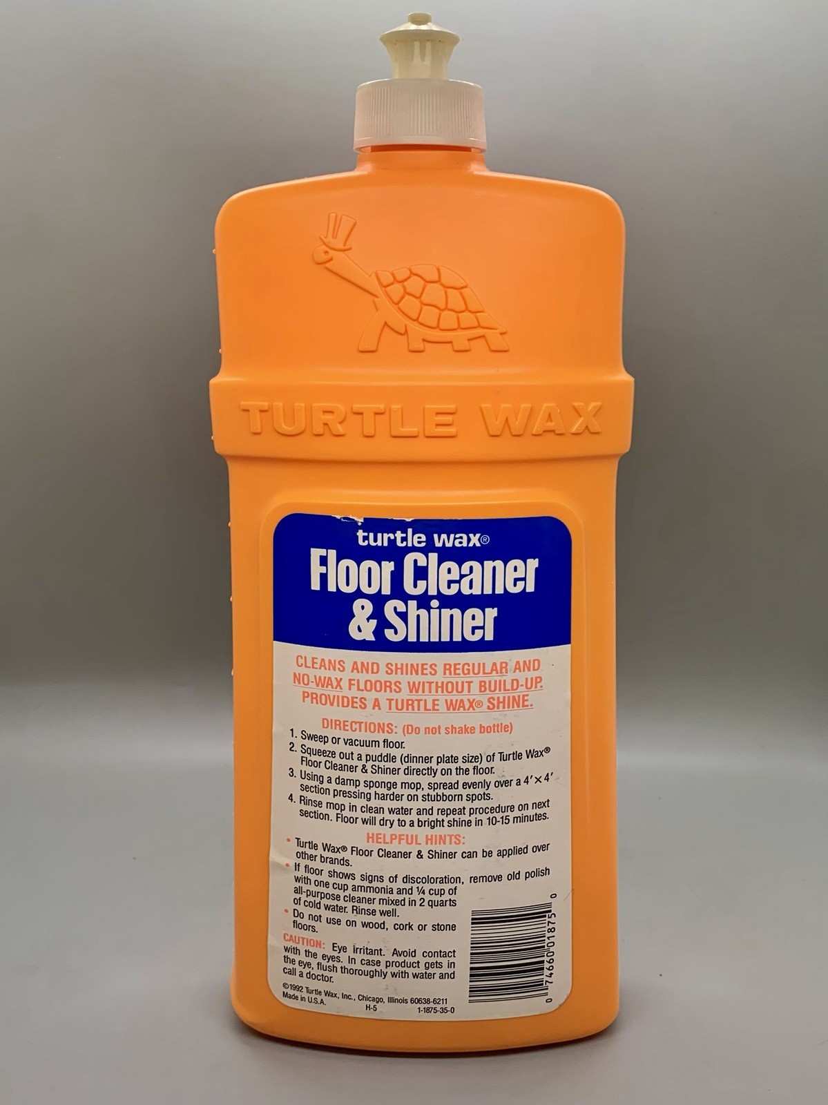 Vintage Turtle Wax Floor Cleaner & Shiner 1992 Full Size 32 oz Orange – NOS