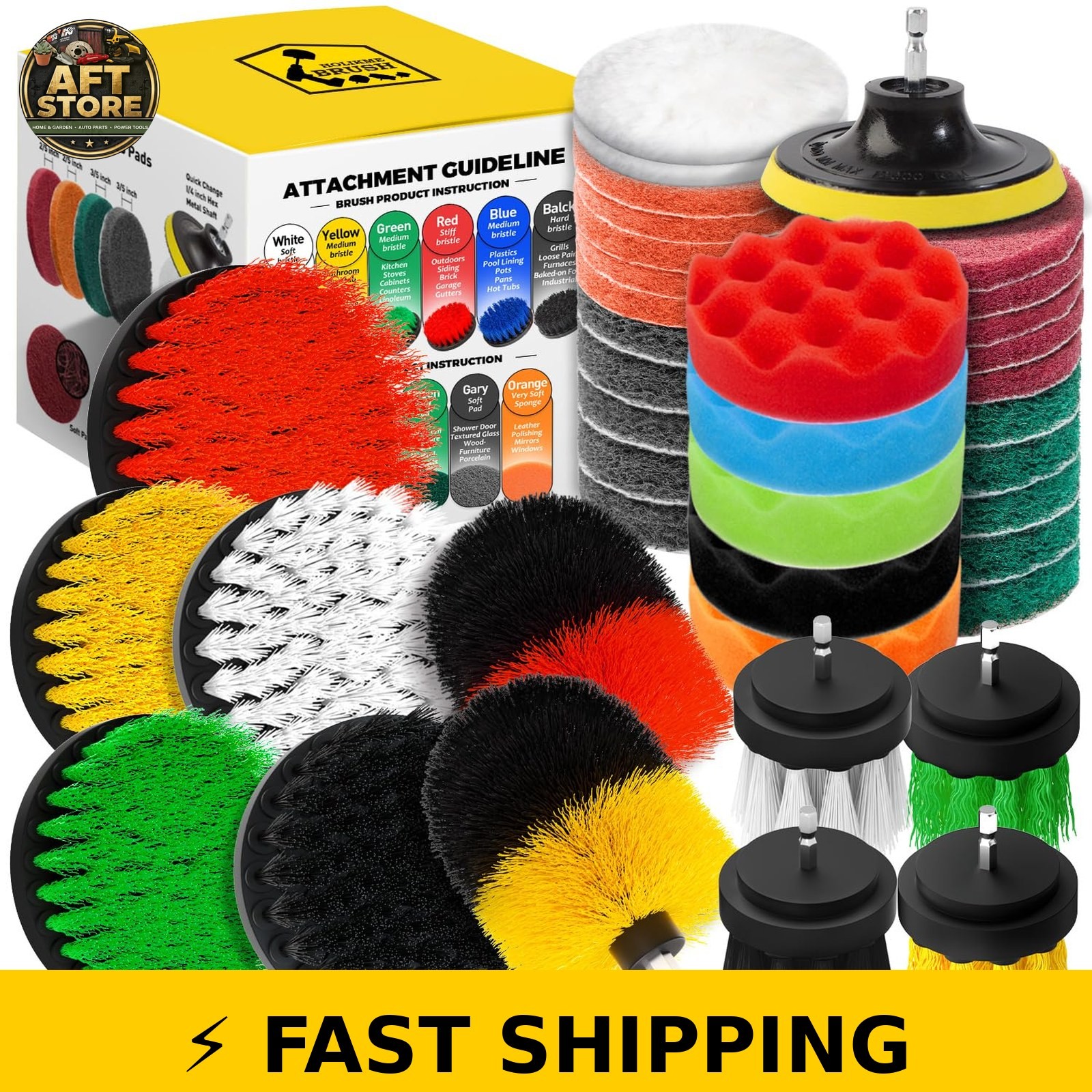 Holikme 40 Piece Drill Brush Attachment Set for All-Purpose Cleaning