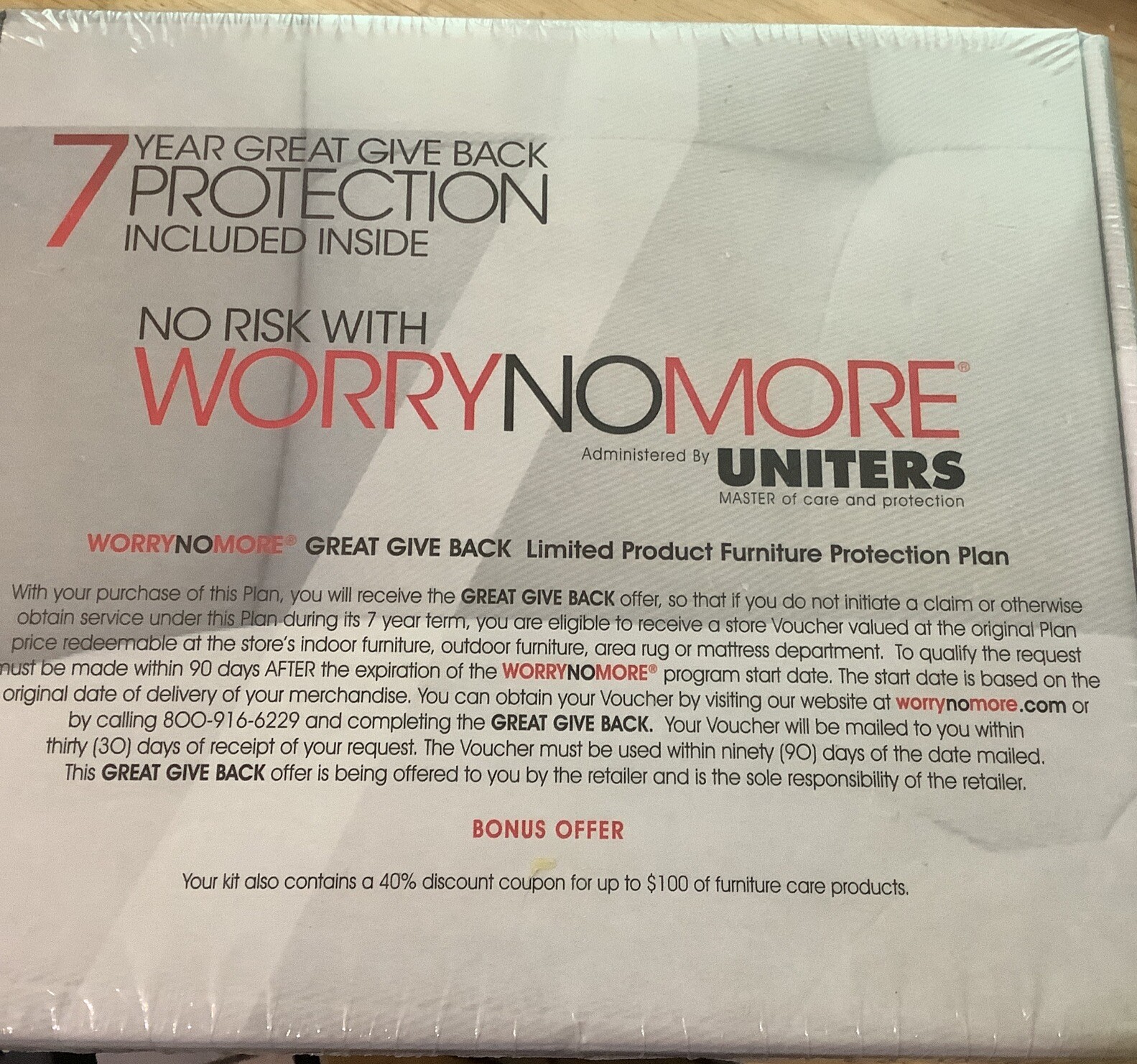 UnitersWorryNoMore Furniture Cleaning Protection Kit Fabric Leather Wood New