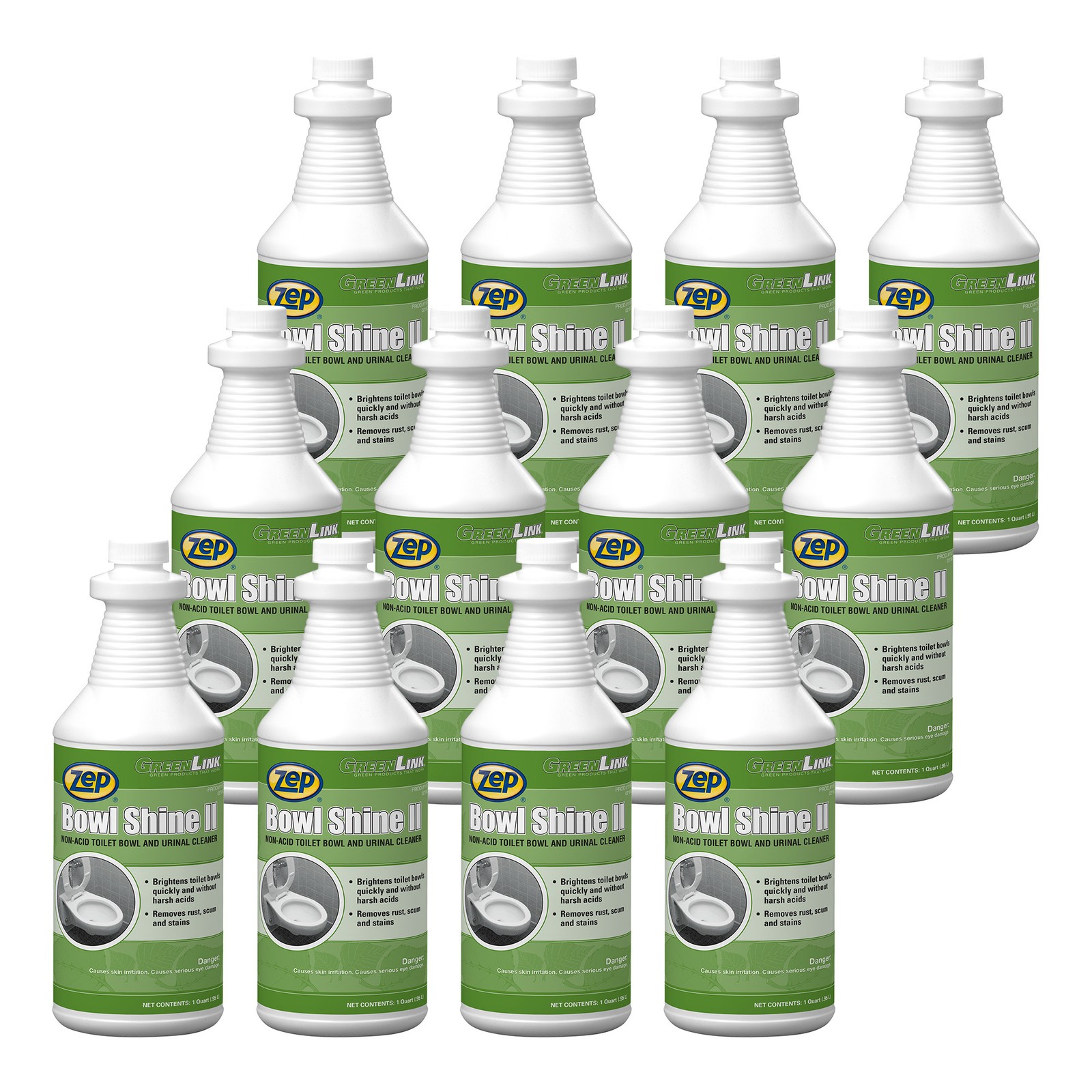 Zep Bowl Shine II Non-Acid Toilet Bowl and Urinal Cleaner – 32 Oz. (Case of 12)
