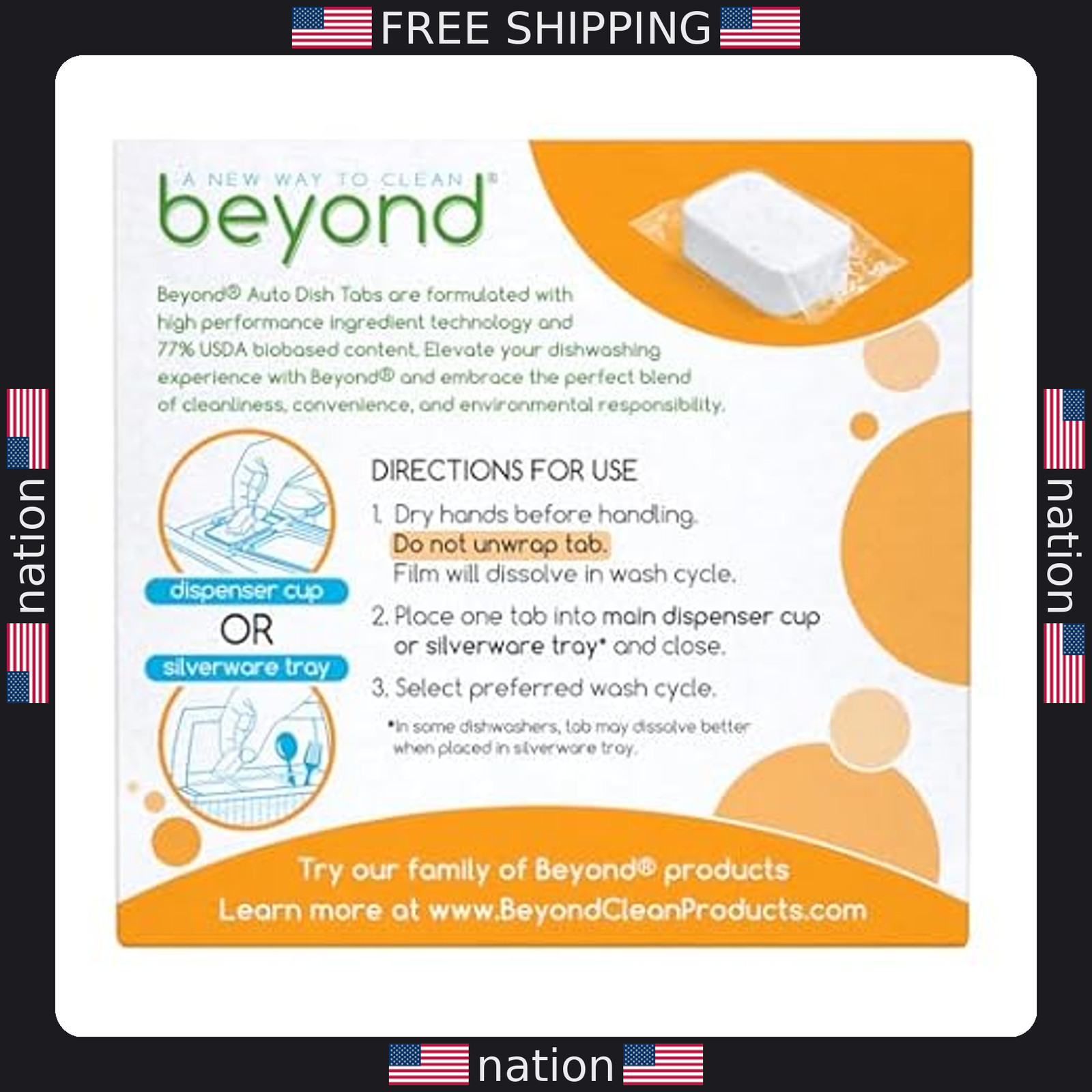 Beyond Auto Dishwasher Tablets – 32 Fragrance & Dye-Free Biobased Tabs