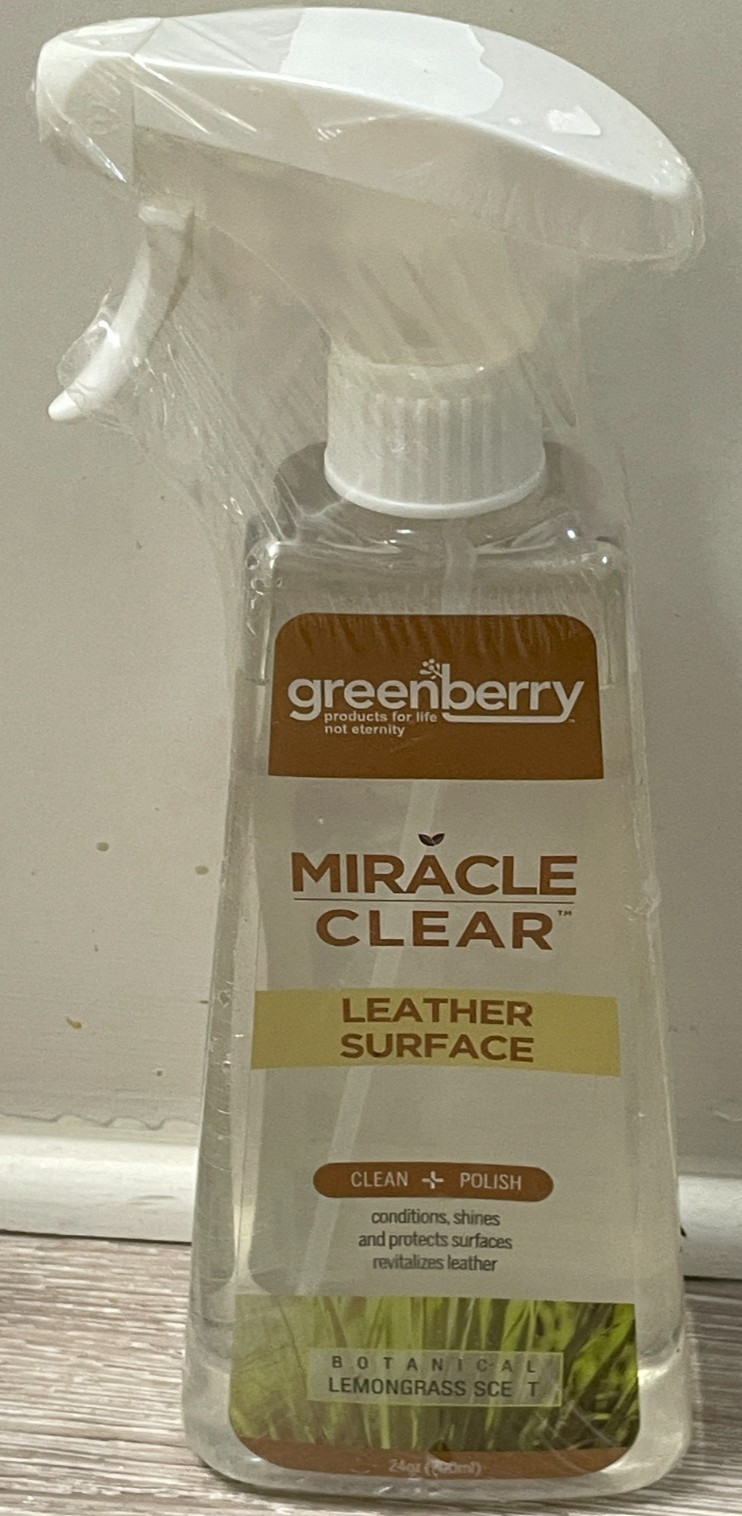 Greenberry Miracle Clear leather surface cleaner polish lemongrass scent 24 oz