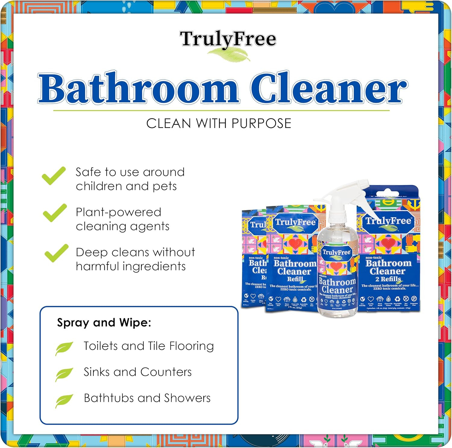 All Natural Non-Toxic Bathroom Cleaner Spray Kit, Organic Bath & Tile Cleaning S