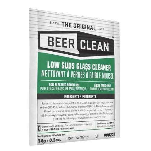Low Suds Glass Cleaner for Barware & Glassware – 100 Pack, 0.5oz Powder Packets