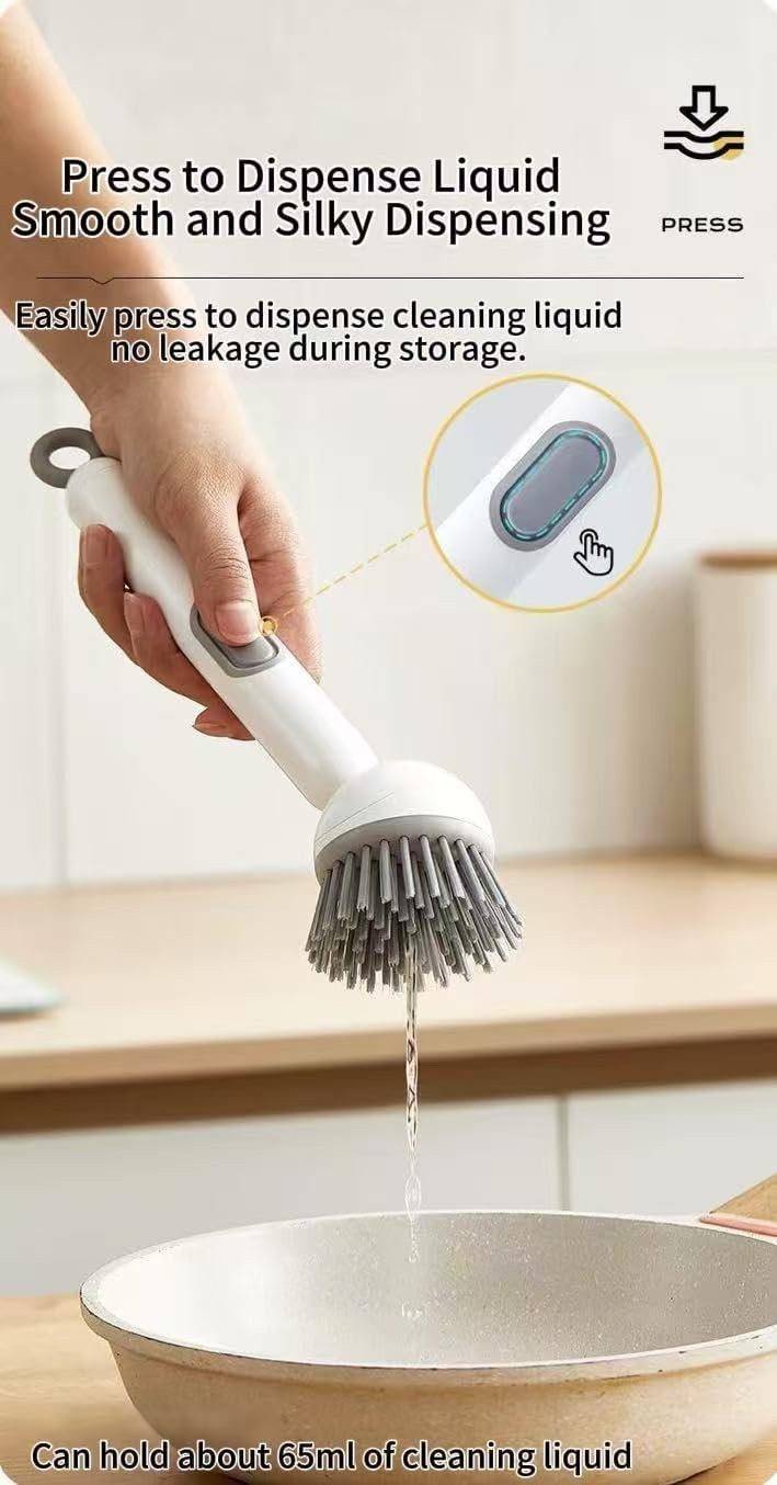 Dish Brush -6-in-1 Dish Brush with Detergent Dispenser – Adjustable Angle & Rota