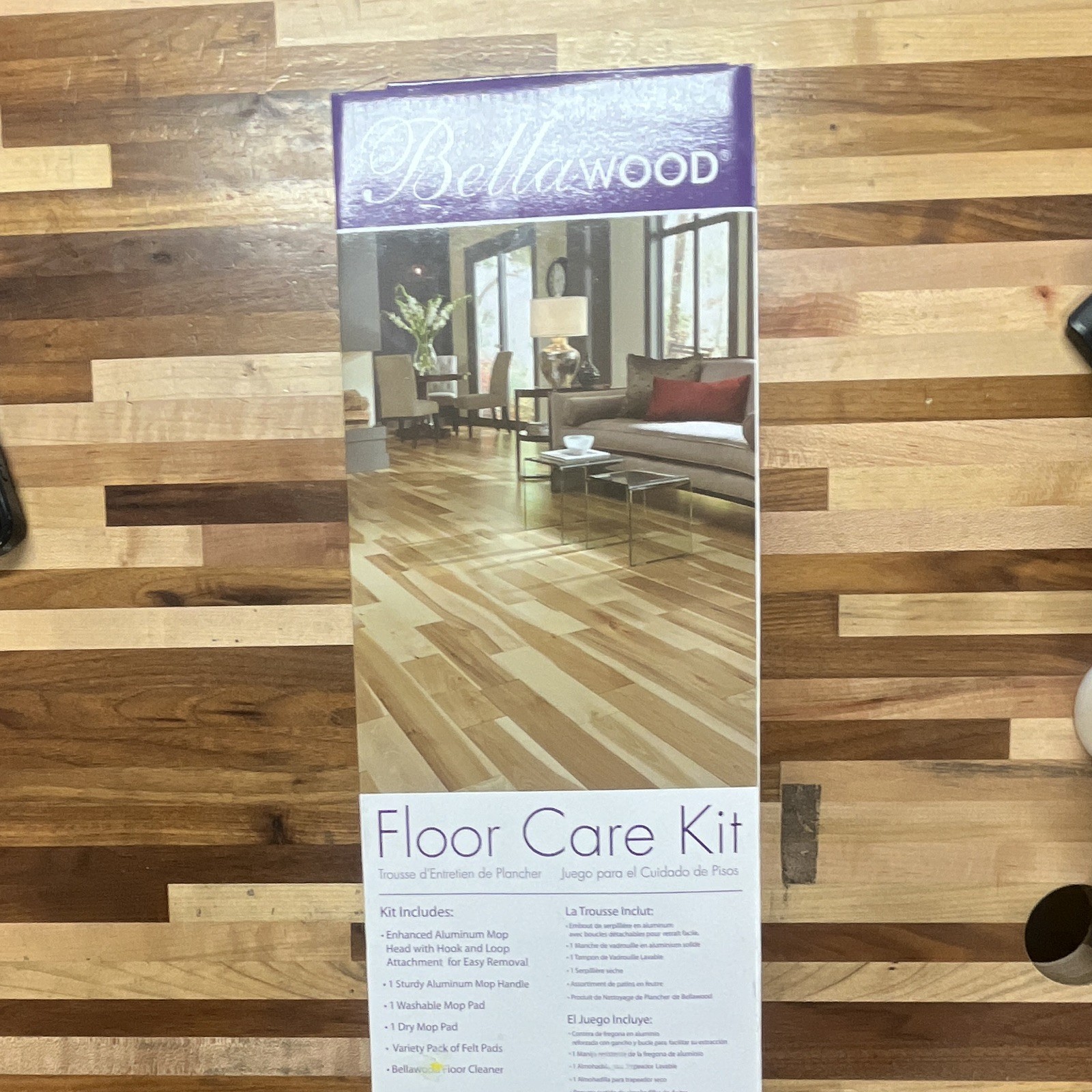 Bellawood Floor Care Kit FSC Wood Aluminum Mop Handle Washable & Dry Mop Pad