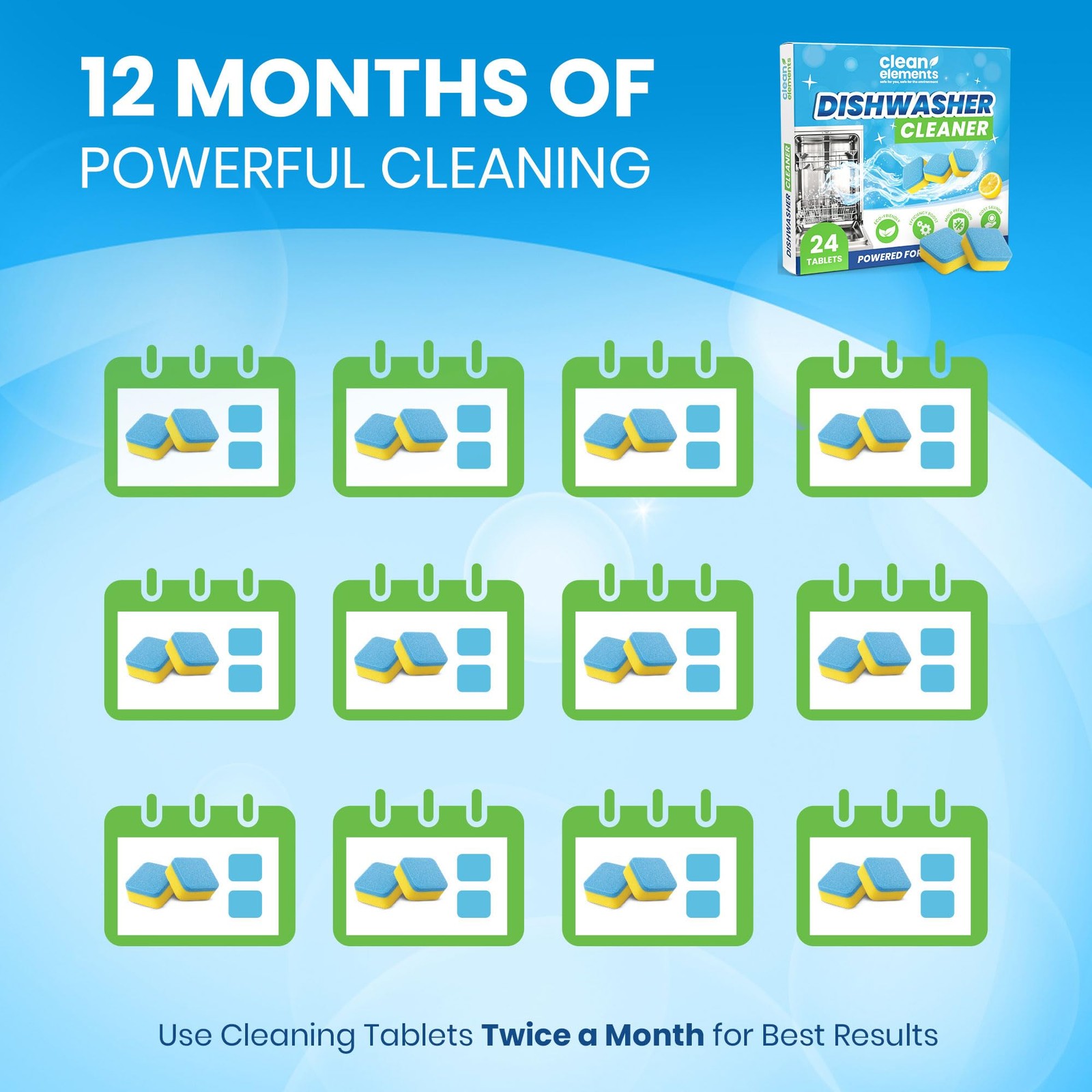 Dishwasher Cleaner Tablets & Deodorizer – 24 Pack (12 Month Supply) Deep Clea…