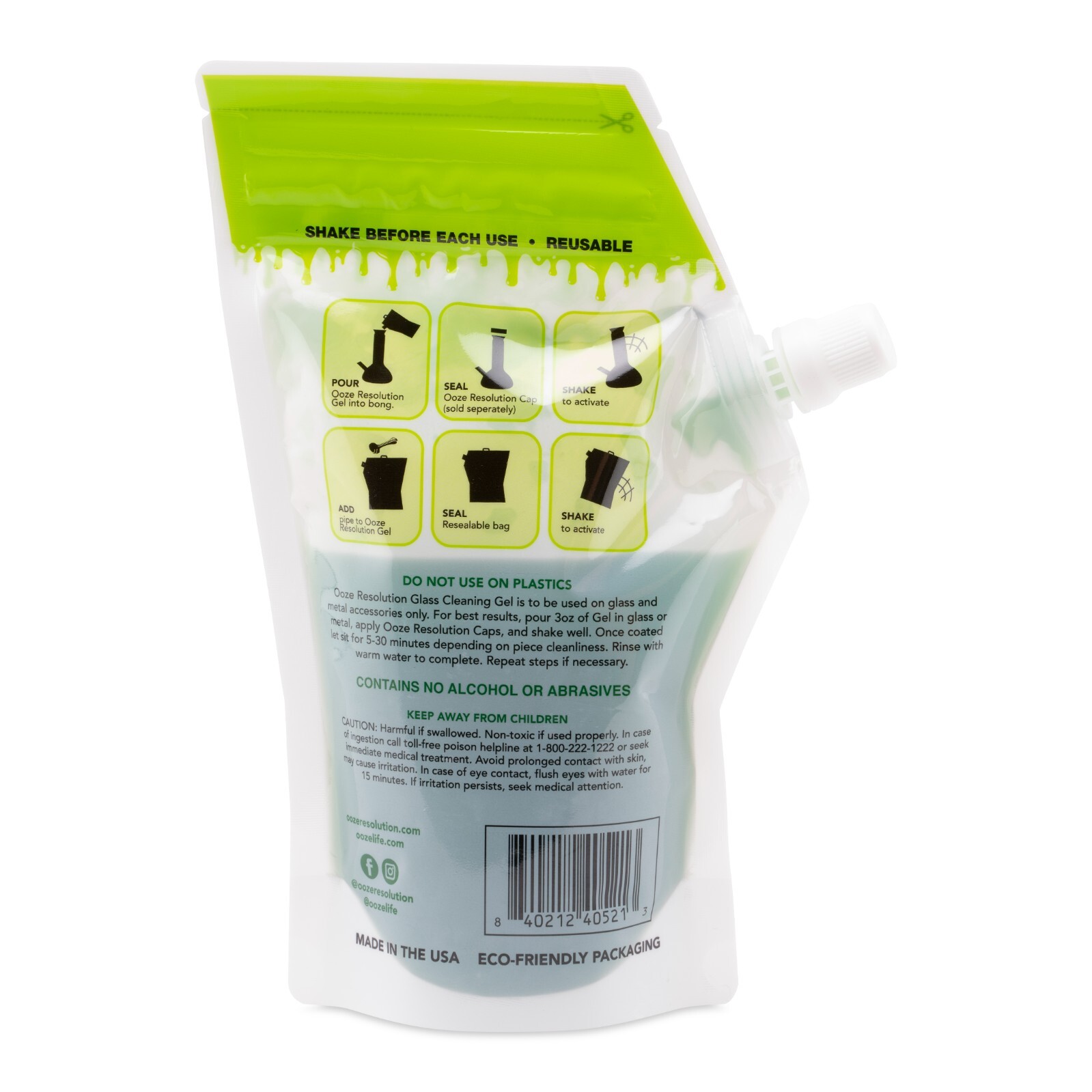 Ooze Reslution Glass Cleaning Gel – 2 240ml Bag – Liquid Metal Cleaning Solution