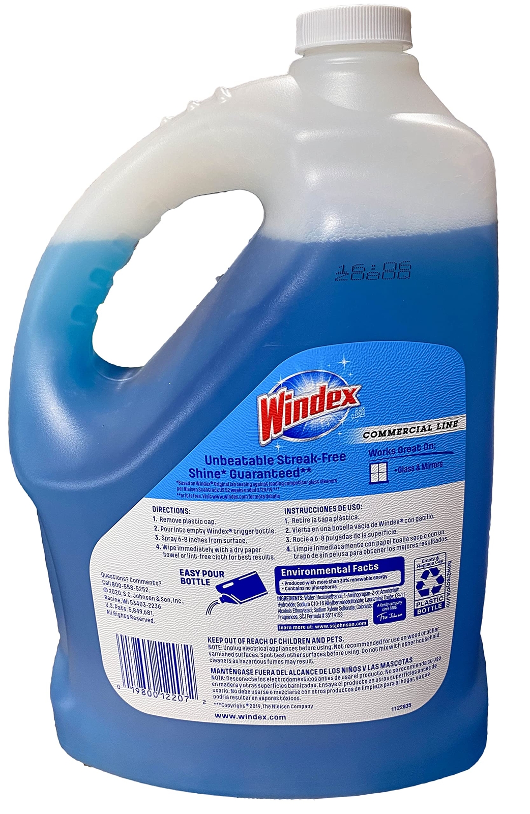 Windex Original Glass Cleaner 128 Fl Oz Ocean Bound Plastic Streak Free Shine