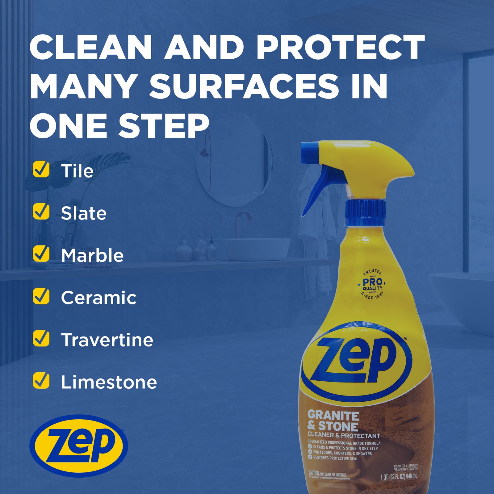 Zep Granite and Stone Cleaner and Protectant – 32 oz (Case of 4) ZUCSPP –