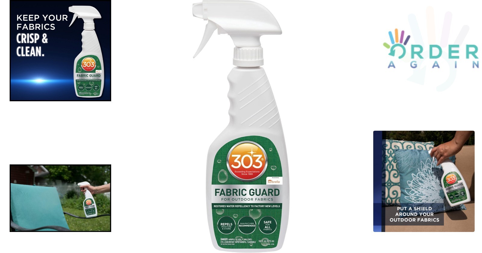 303 Fabric Guard for Outdoor Fabrics 16oz Restores Water Repellency Stains