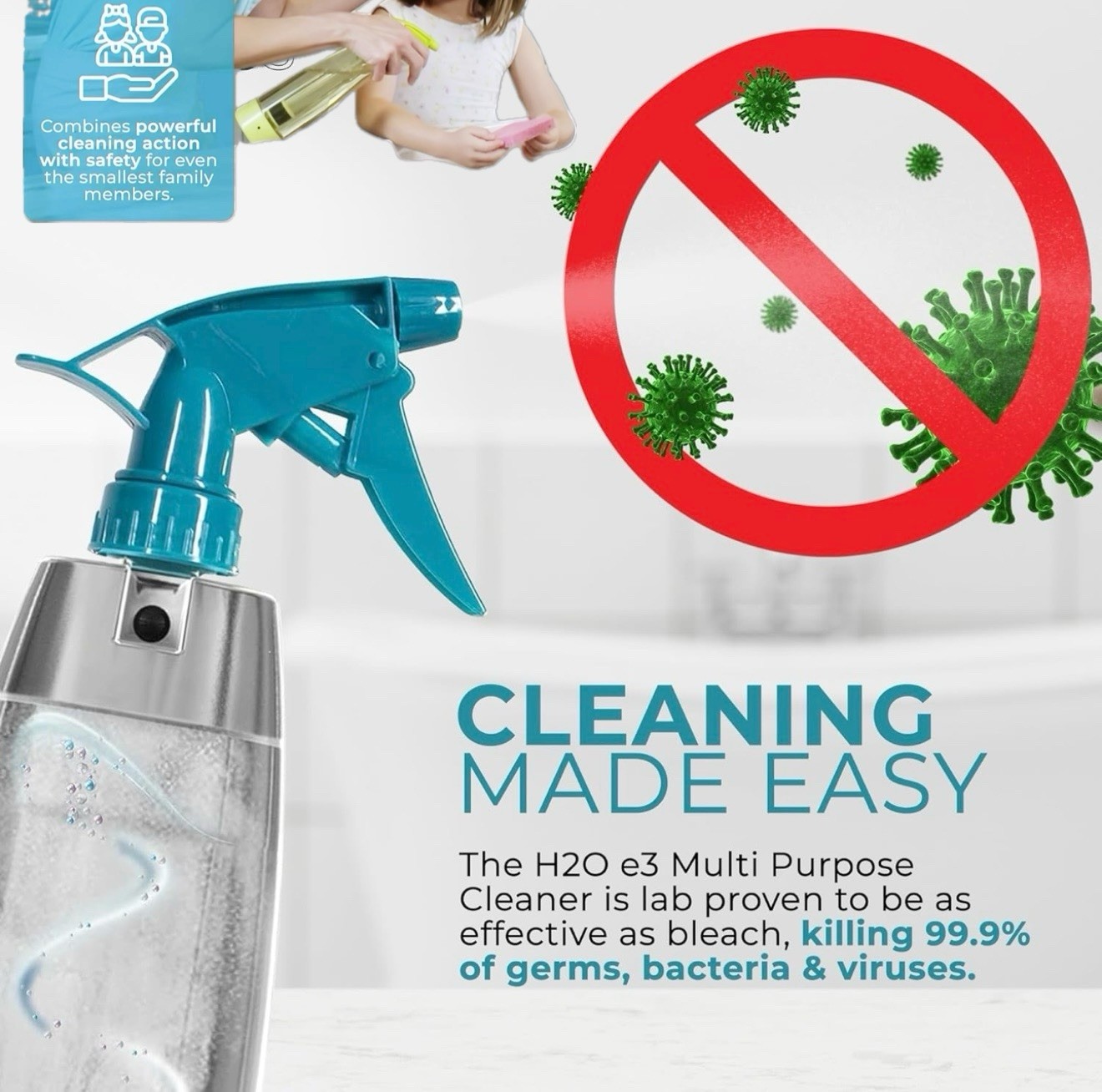 Multi-Purpose Natural Cleaner Kit w Adapter Prepper Supply Uses Salt & Water Eco