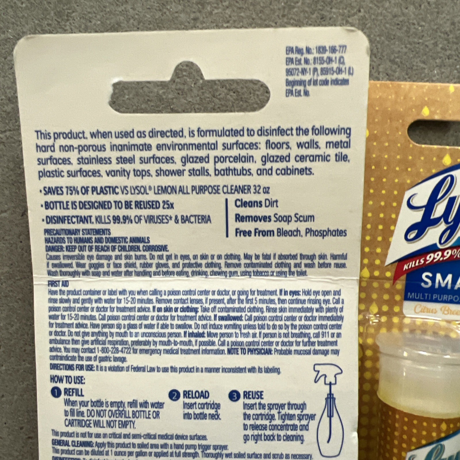 Lysol Smart Multi Purpose Cleaner Refill Citrus Breeze Scent 4 Packs Of 2 New