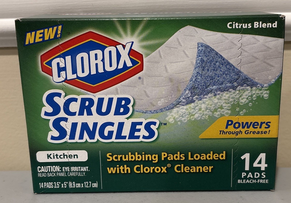 NEW! CLOROX Scrub Singles Kitchen Citrus Blend 14 Pads Discontinued FREE SHIP