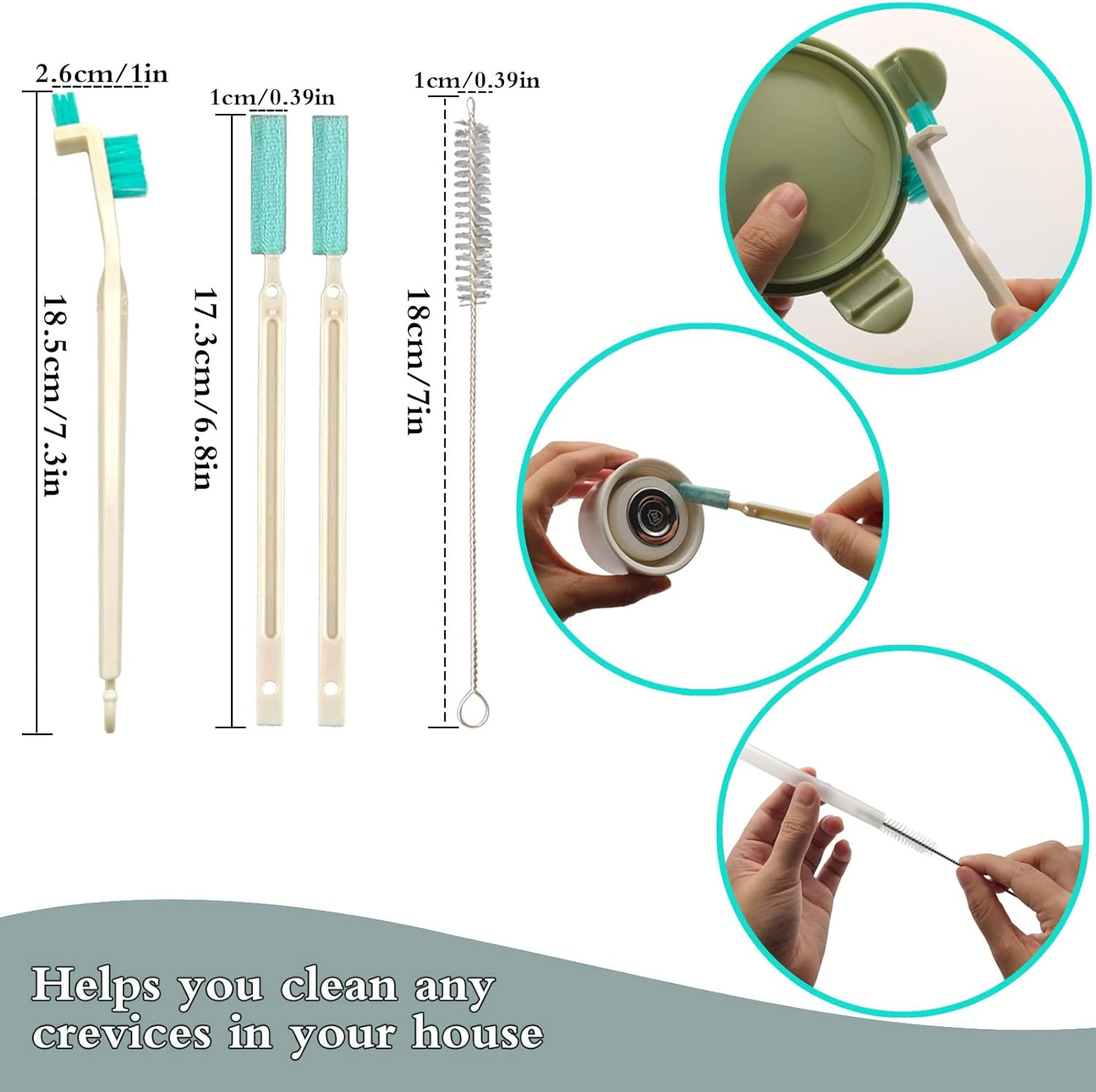 Small Household Cleaning Brushes by ELEMGULY,18 Pcs Crevice Brush for Hole, Gap,