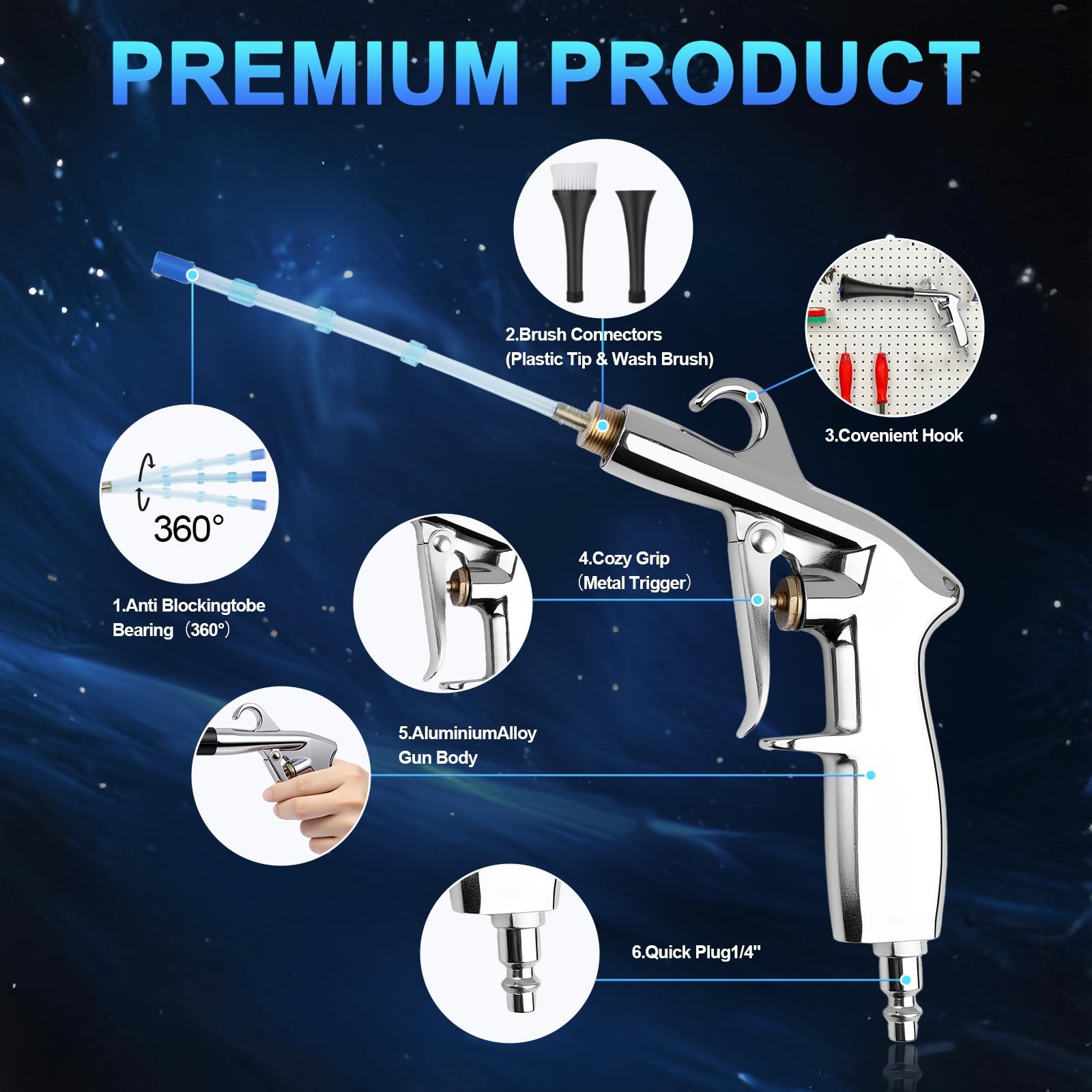 2 Nozzles Air Cleaning , Dry Cleaning Quickly Blasts Dust, Dirt and Grime fro…