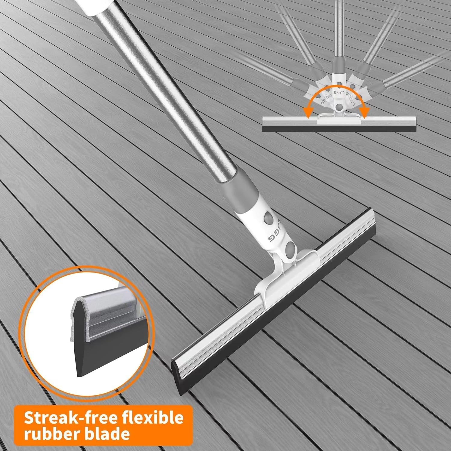 Squeegee Broom for Floor, 17″ Rubber Squeegee with 51″ Aluminum Alloy Pole