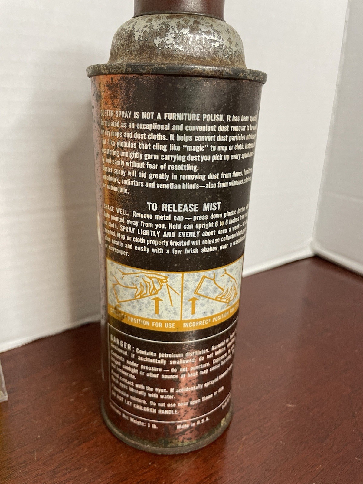 Vintage Fuller Brush Duster Spray Can Made In USA Container & Dust Cloths