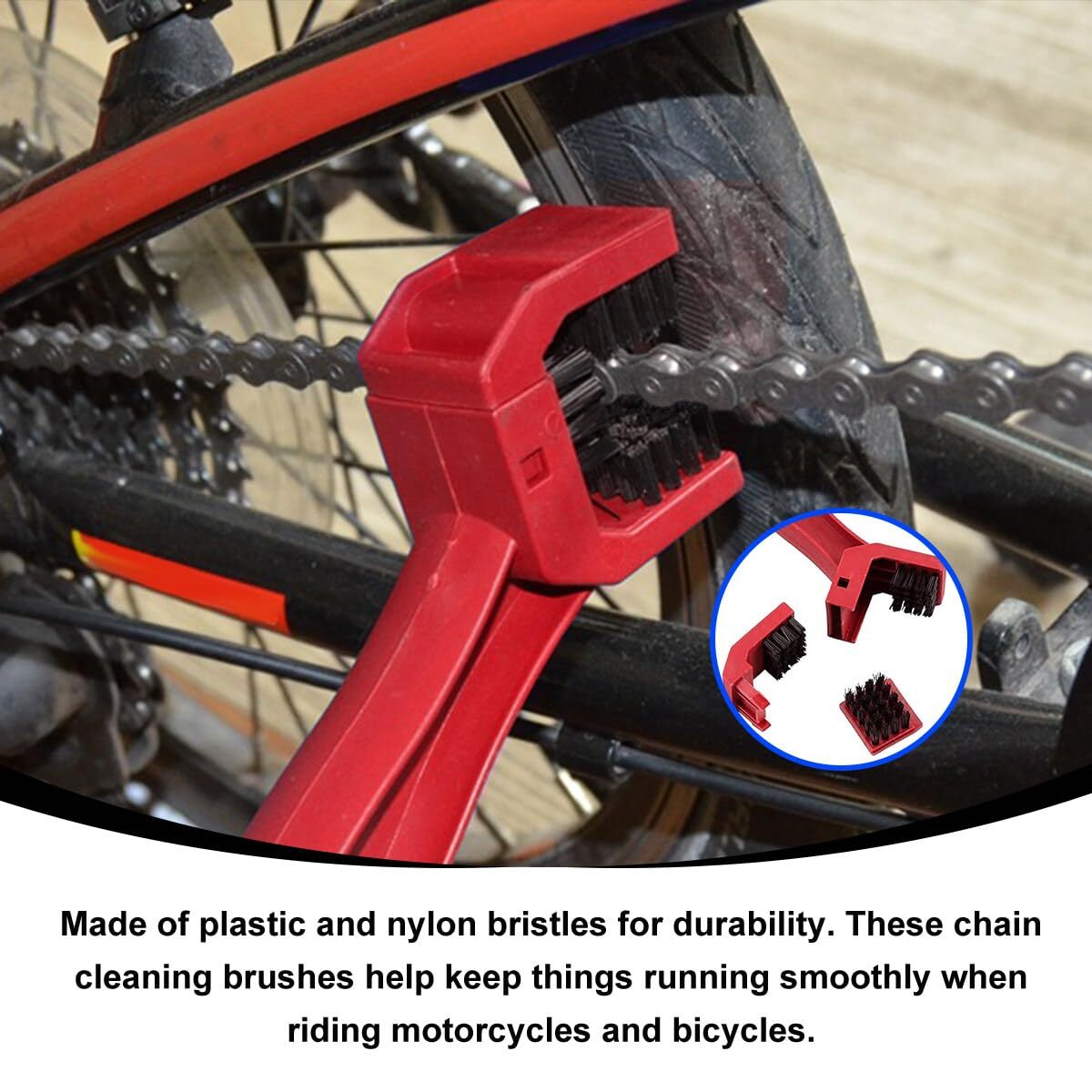 2 Pcs Bike Motorcycle Chain Washer Chain Gear Scrubber Dirt Remover Brushes