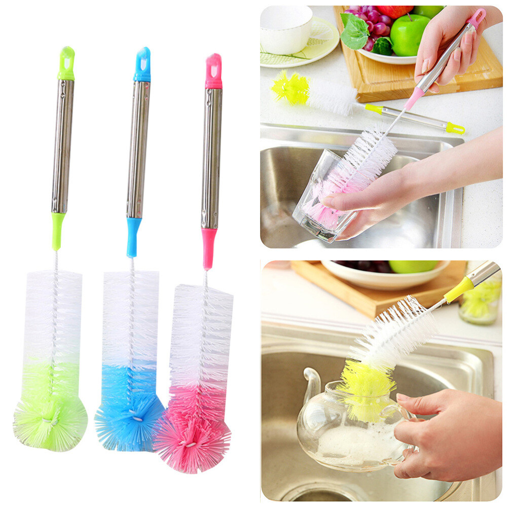 2PCS Bendable Cup Brushes Colorful Bottle Brush for Cleaning Cups (Random Color)