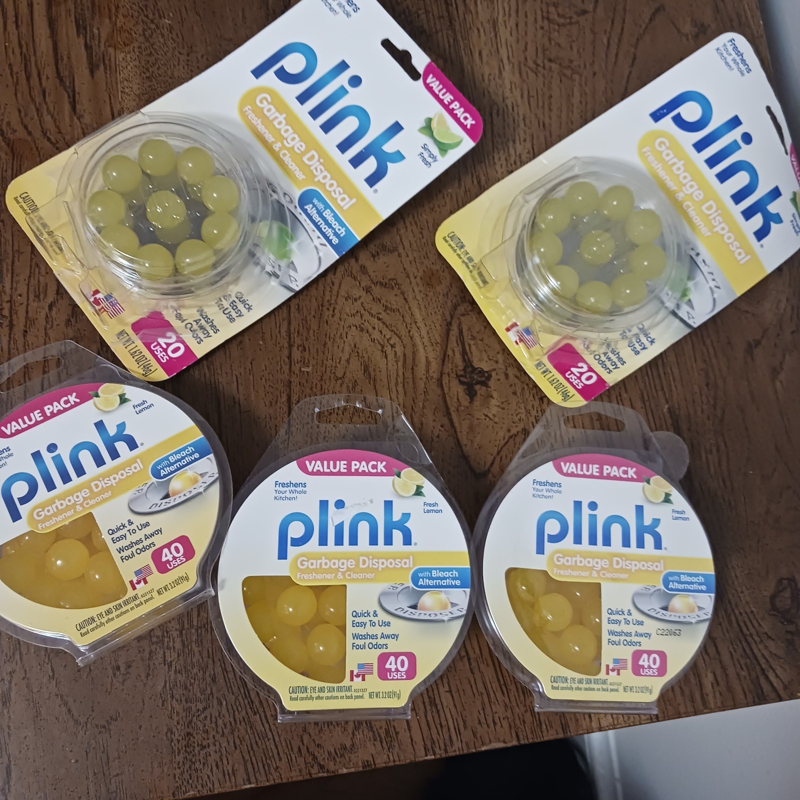 Plink Garbage Disposal Cleaner & Deodorizer 40 Count Fresh Lemon Scent Lot Of 5