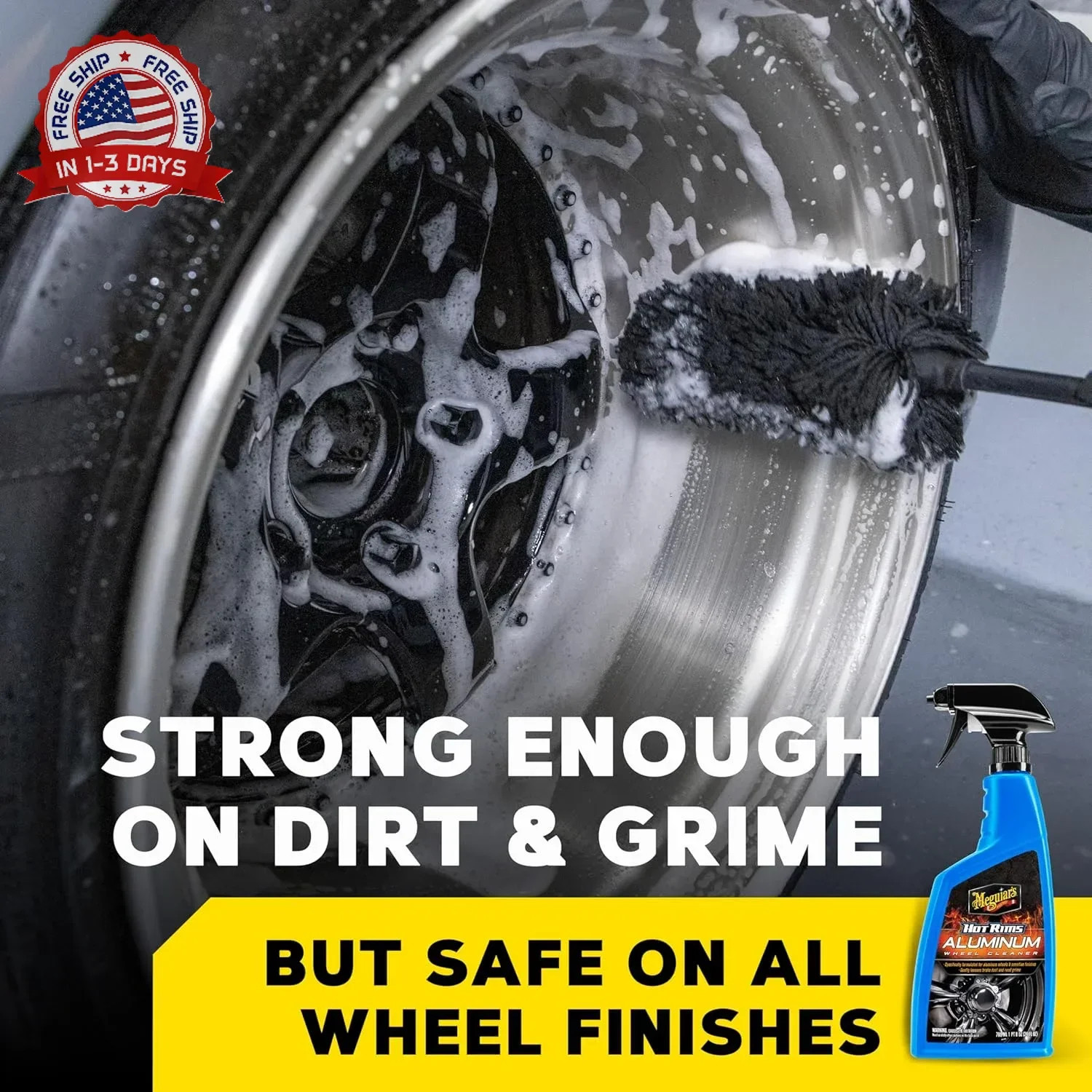 Meguiar’s Hot Rims Aluminum Wheel Cleaner, Deep Foaming Rim Cleaner Spray Formul