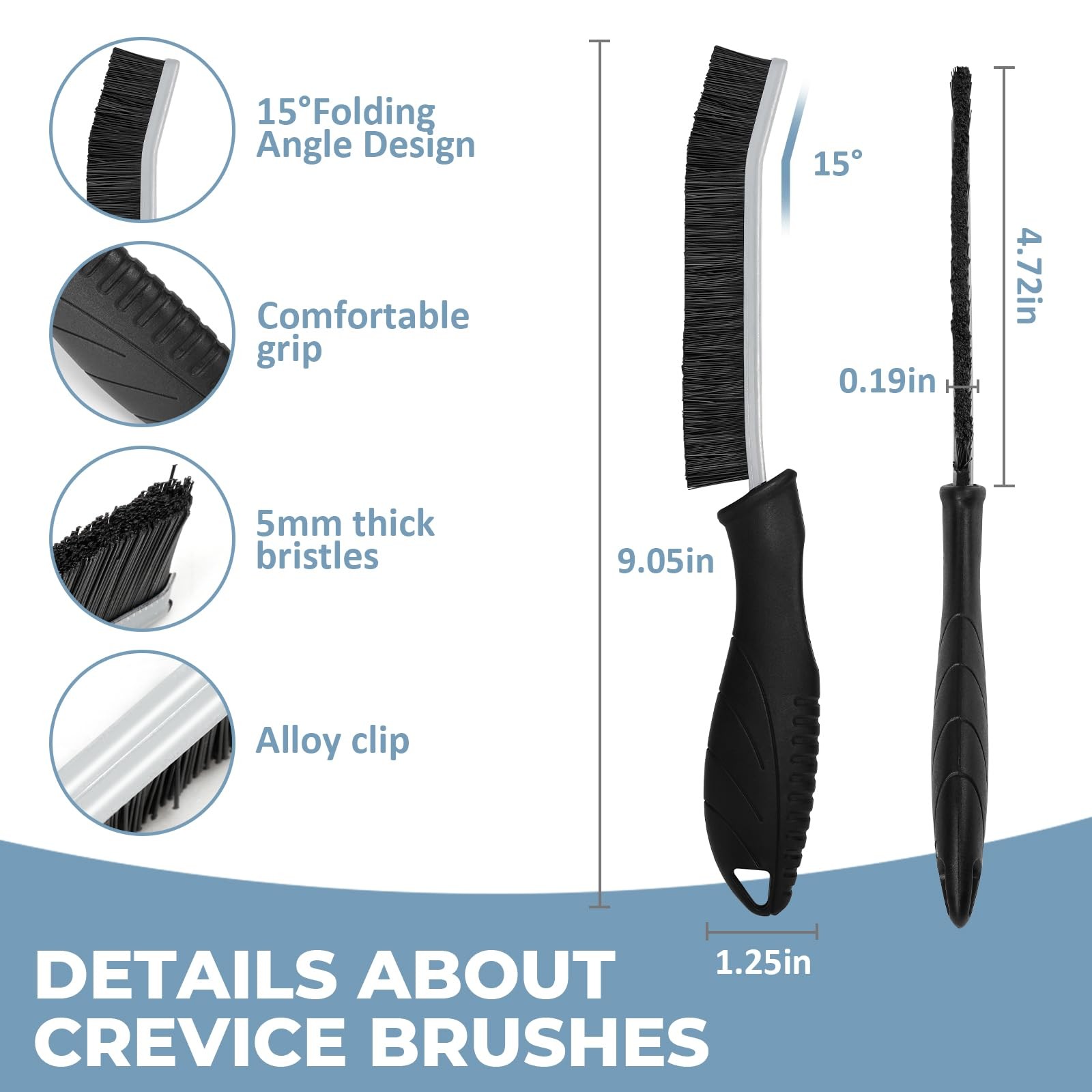 3Pcs Cleaning Brush- Includes 1 Soft Bristle Cleaning Brush, 2 Hard Crevice B…