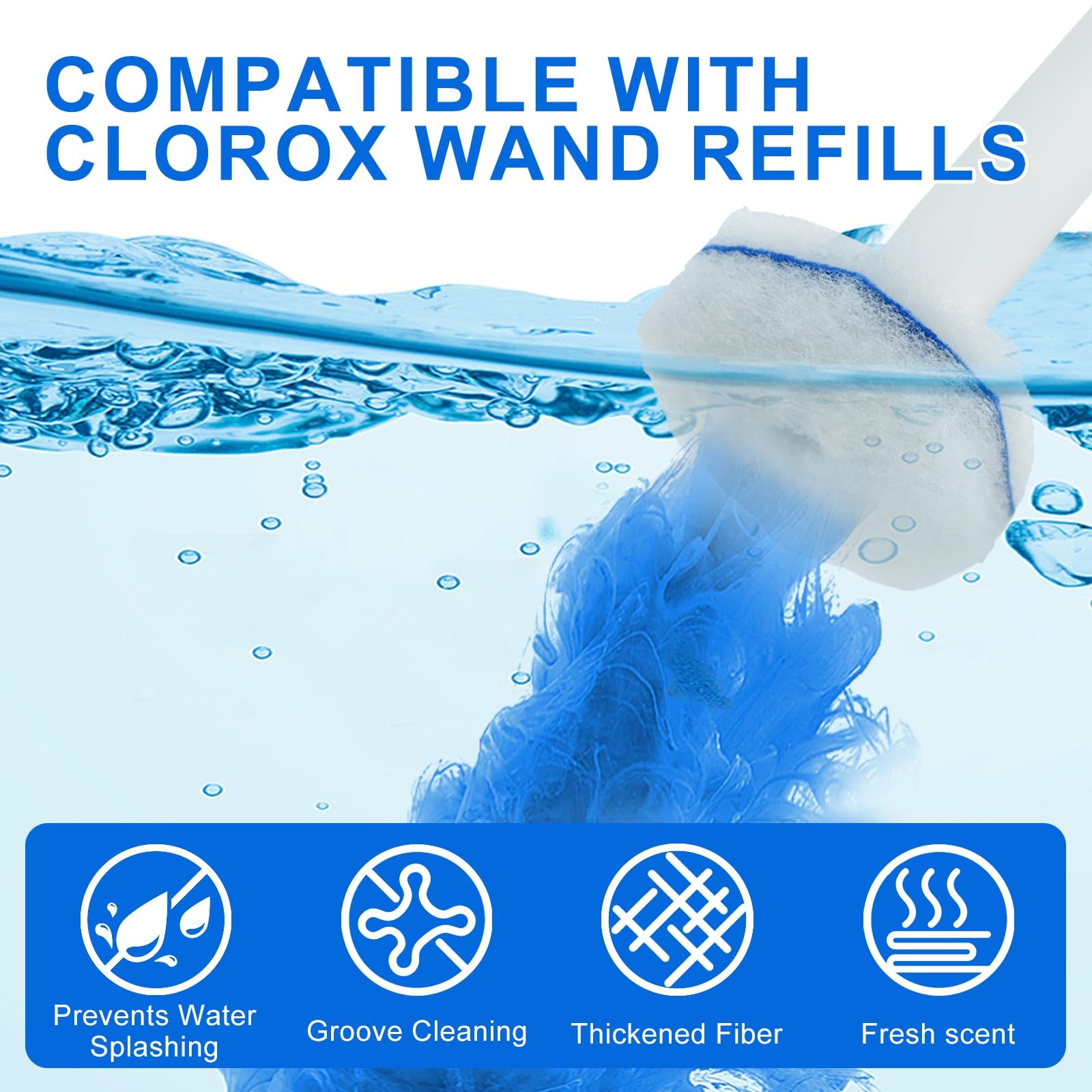 60pcs Disposable Toilet Bowl Wand Refills for Clorox,Replacement Brush Heads …