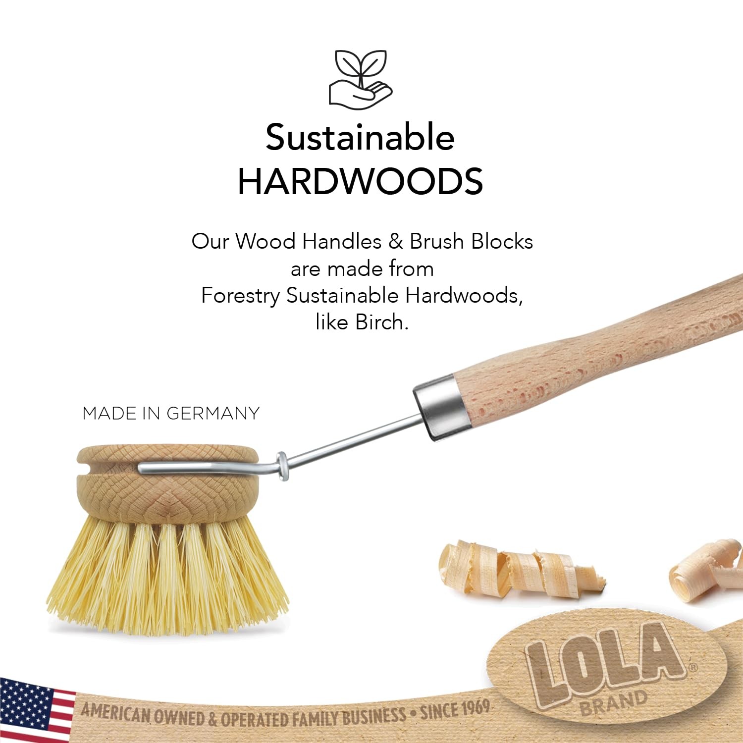 Sustainable Kitchen Cleaning Brush with Replaceable Head Made from Birch Wood