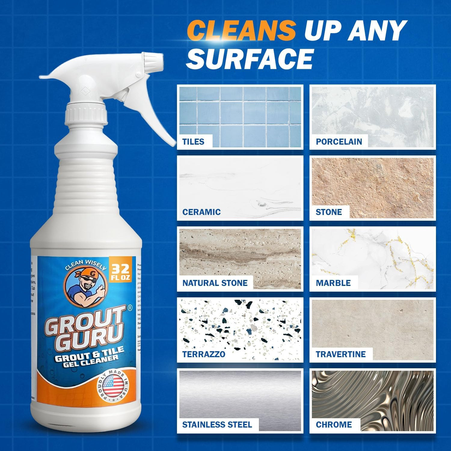 Professional Gel Grout Cleaner Spray, Heavy Duty Tile Grout Cleaner for Tub & Wa
