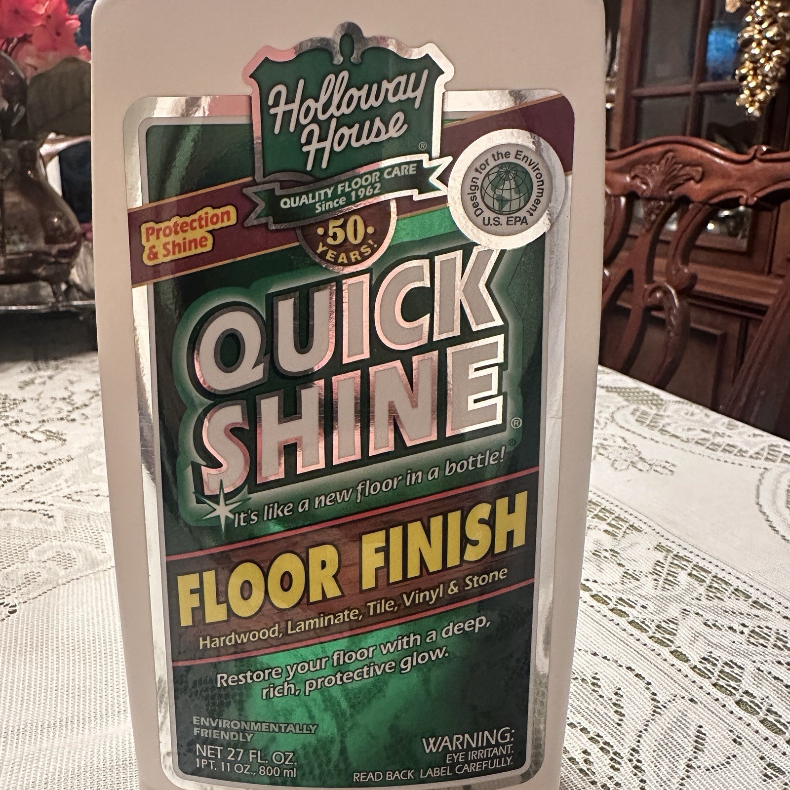 Holloway House Quick Shine Floor Finish 27 fl oz Open Bottle Approx 22 Oz Left