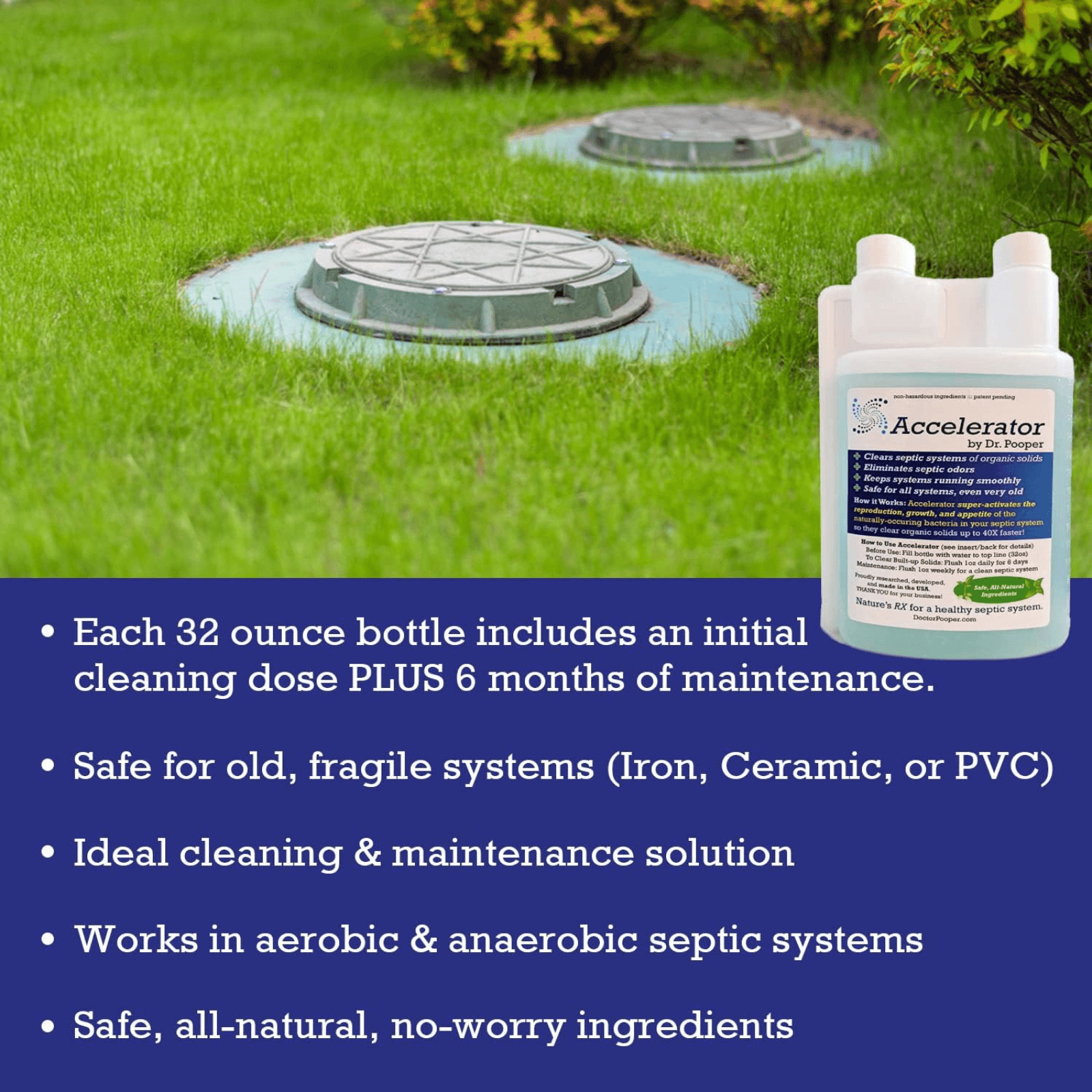 Dr Pooper Accelerator Septic Tank Treatment Bacteria Enzyme Cleaner Odor Remover