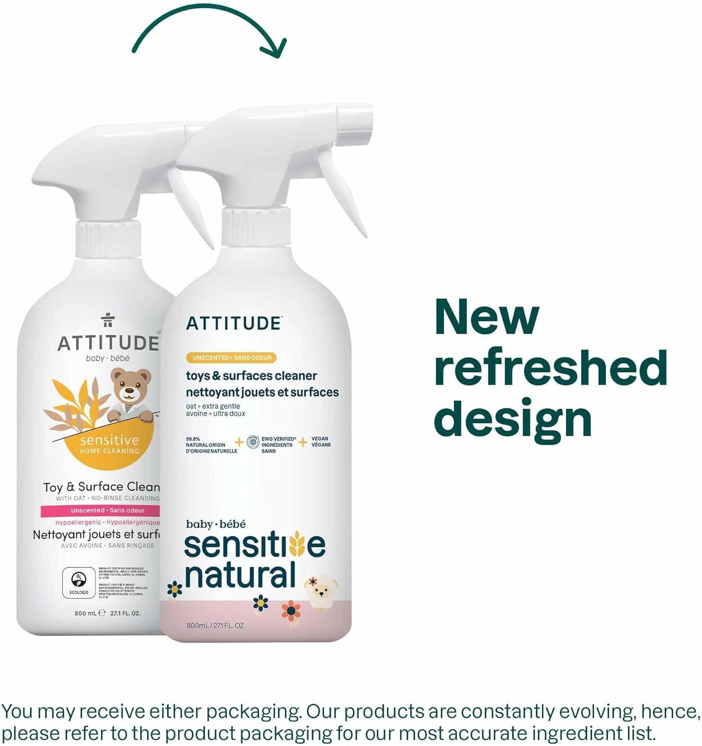 Gentle Multi-Surface Toy Cleaner Spray for Babies – 27.1 Fl Oz, Natural Formula