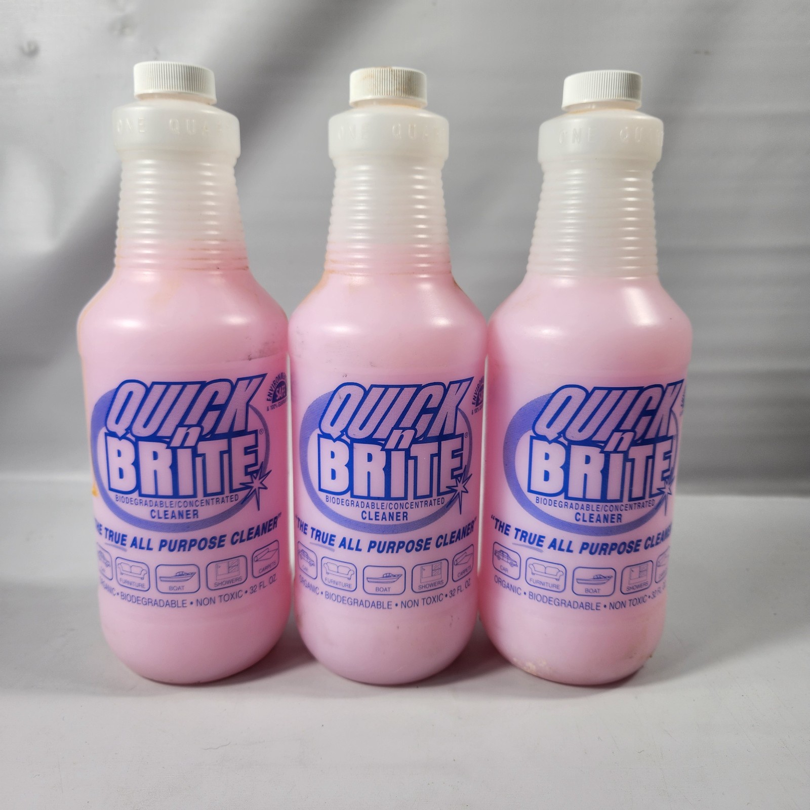 3 PACK Quick N Brite Biodegradable/Concentrated Cleaner 32 oz Organic Non Toxic