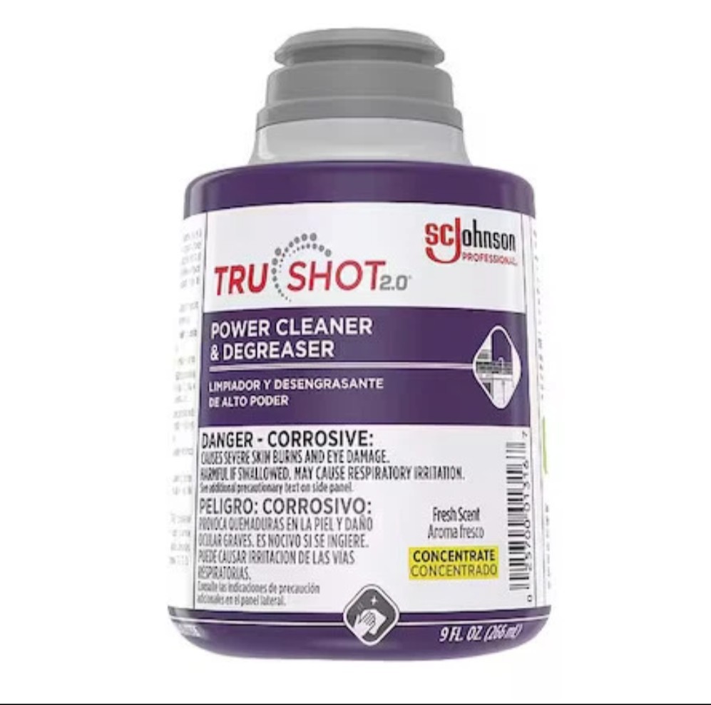 Sc Johnson Trushot 2.0 Power Cleaner & Degreaser, Clean Fresh Scent, 9 Oz, 4/Cs