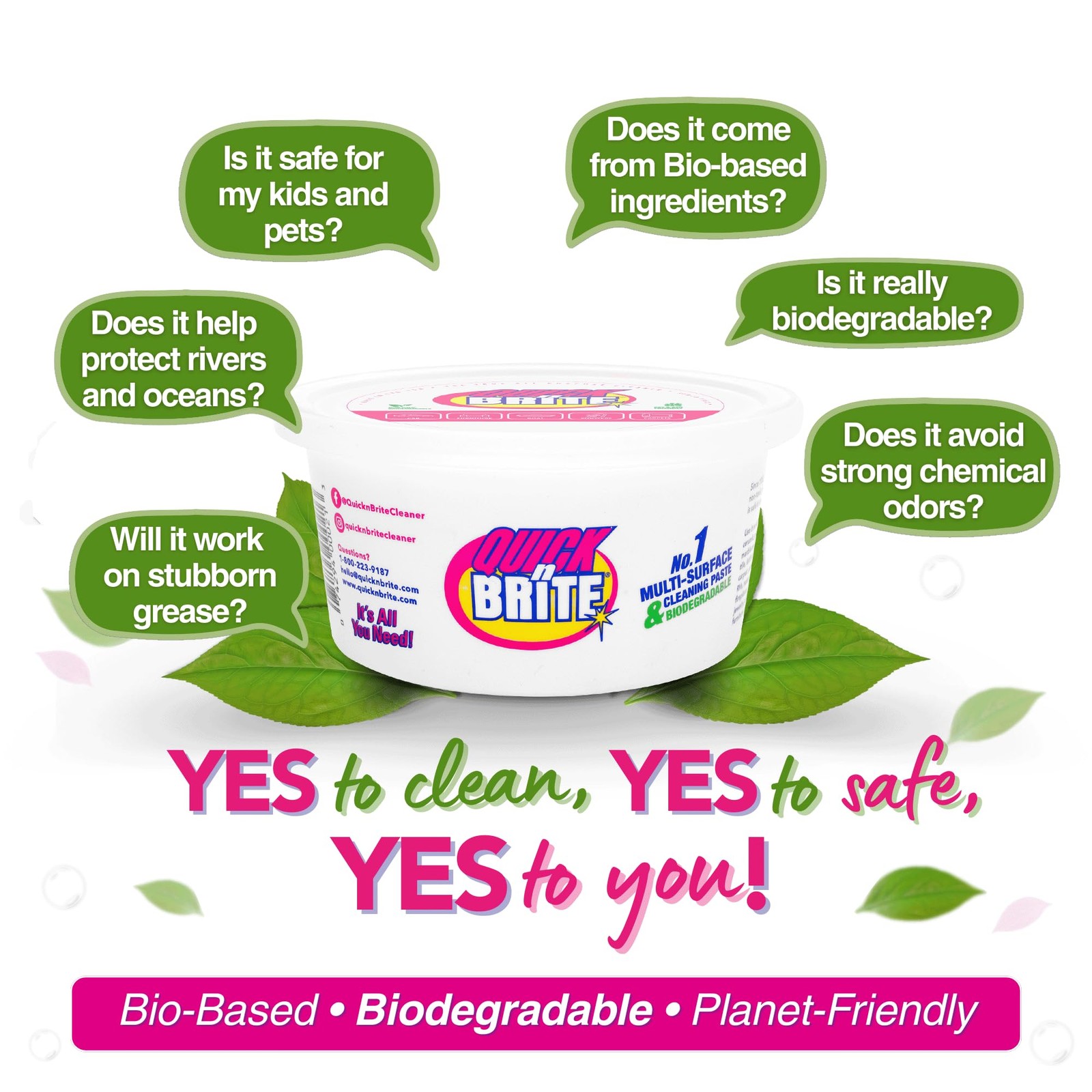 Quick ‘n Brite All Purpose Cleaning Paste – Miracle Cleaner for Tough Stains, Bi
