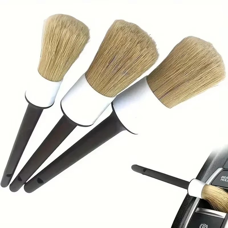 Car Detailing Brush Ultra Soft Boars Hair Set of 3- Automotive Detail Brushes…