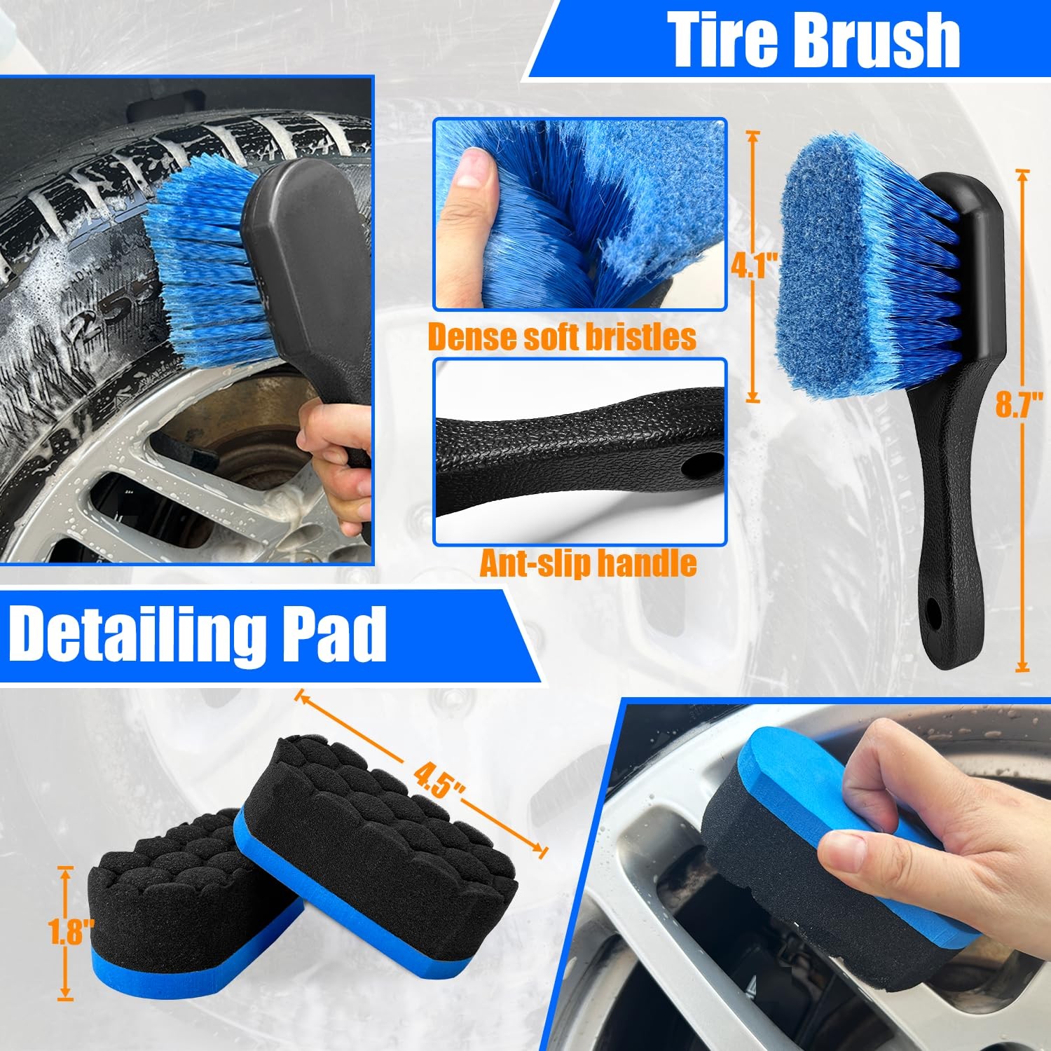 “Car Wheel Brush Kit 6 Pack, Soft Drill Cleaner for Rims, Tires, Engines”